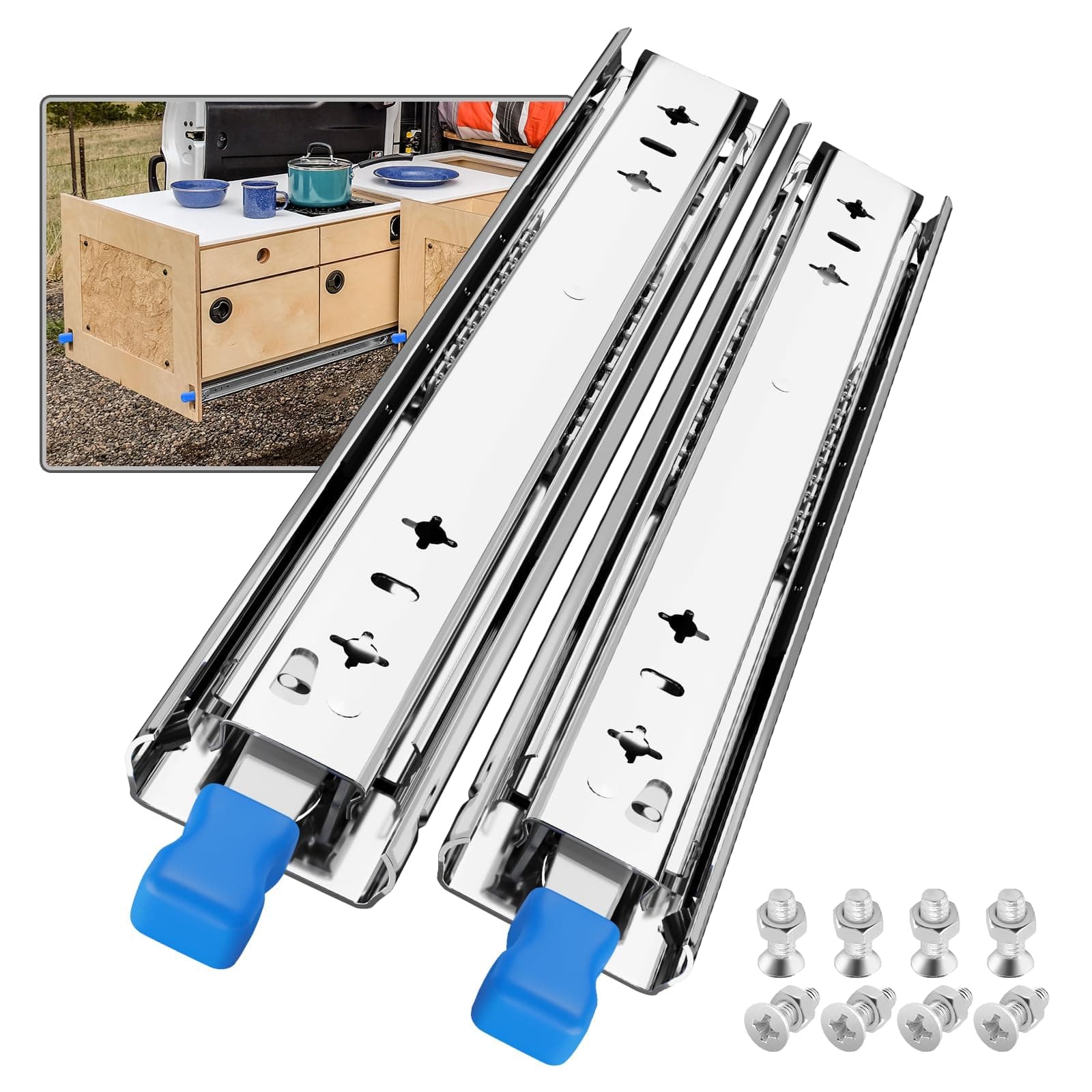 SHUHANG Heavy Duty Drawer Slides with Lock 750mm, 120kg Load Capacity Industrial Ball Bearing Drawer Runners, Side Mount 1 Pair