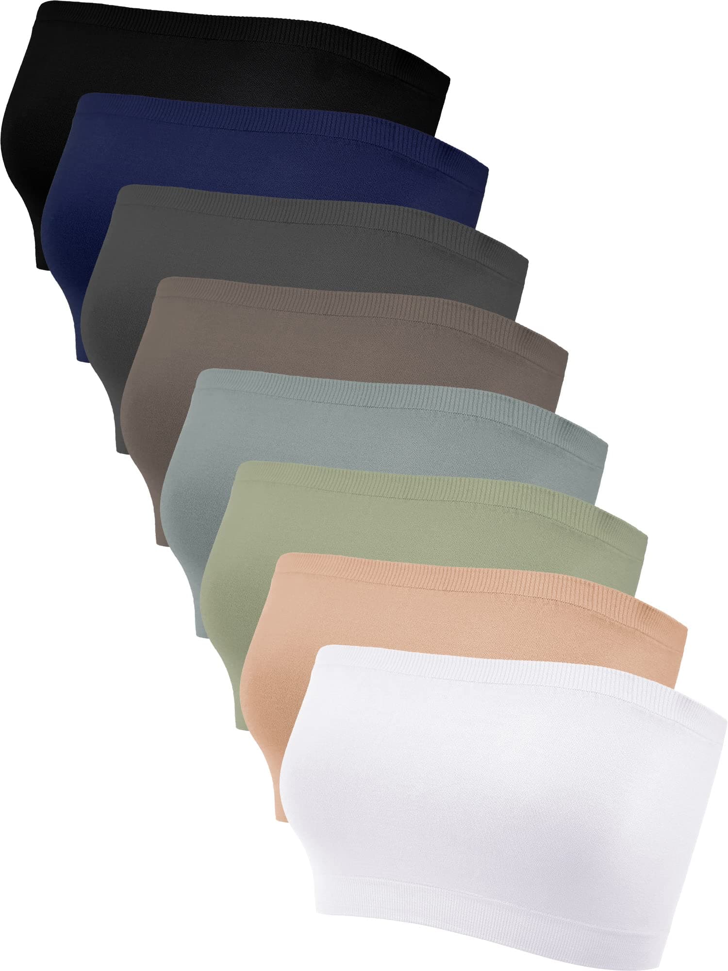 8/16 Pieces Bandeau Top for Women, Strapless Tubes Non Padded Seamless Bralettes Stretchy Sports Bra