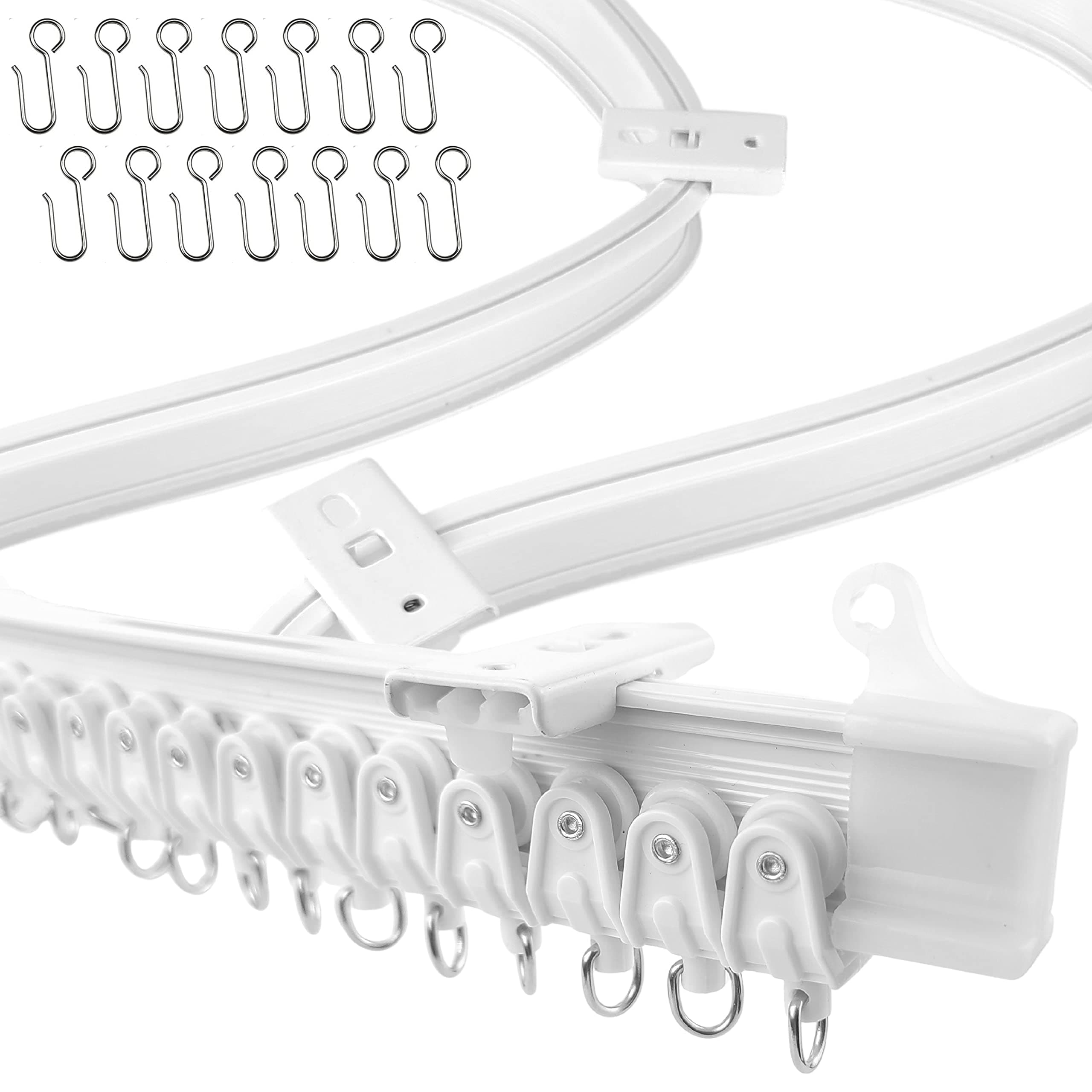 UrbanRed Flexible Bendable Ceiling Curtain Rail, 3 Meter, Ceiling Curtain Rail, Hanging Room Divider, Ceiling Curtain Rod, RV Curtain Rail, White