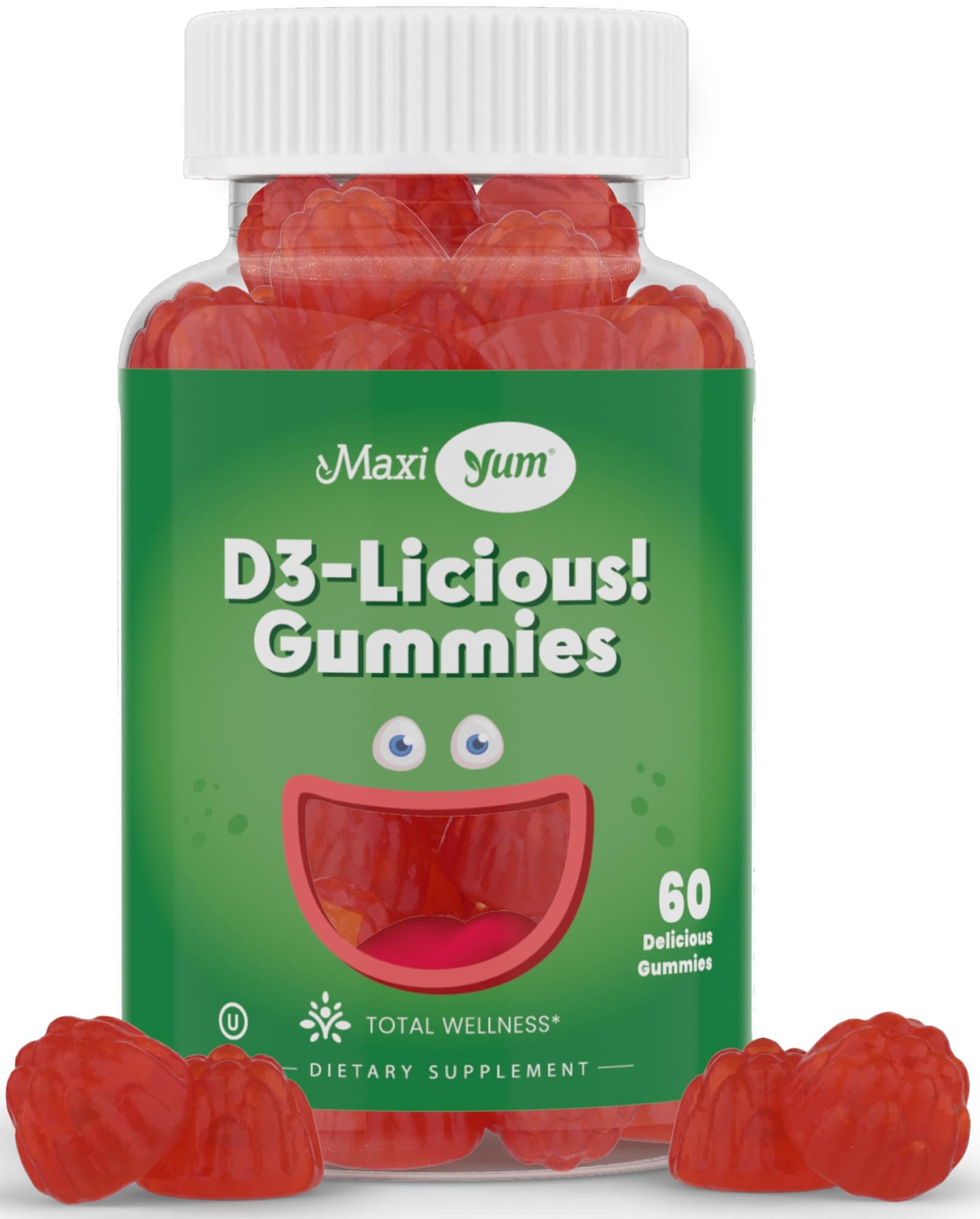 Maxi Health Vitamin D Gummies – 1000 IU Vitamin D3 Gummies – Supports Immune System, Bone & Muscle Wellness – Vegan, Kosher, Cherry Flavor, 60 Count