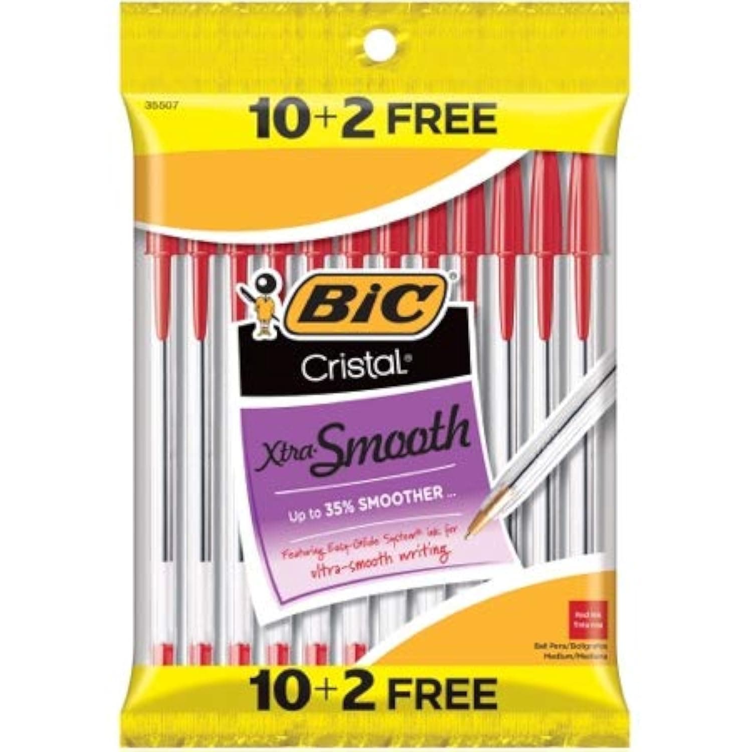 Bic Cristal xtra-smooth – 10 + 2 Free – レッド