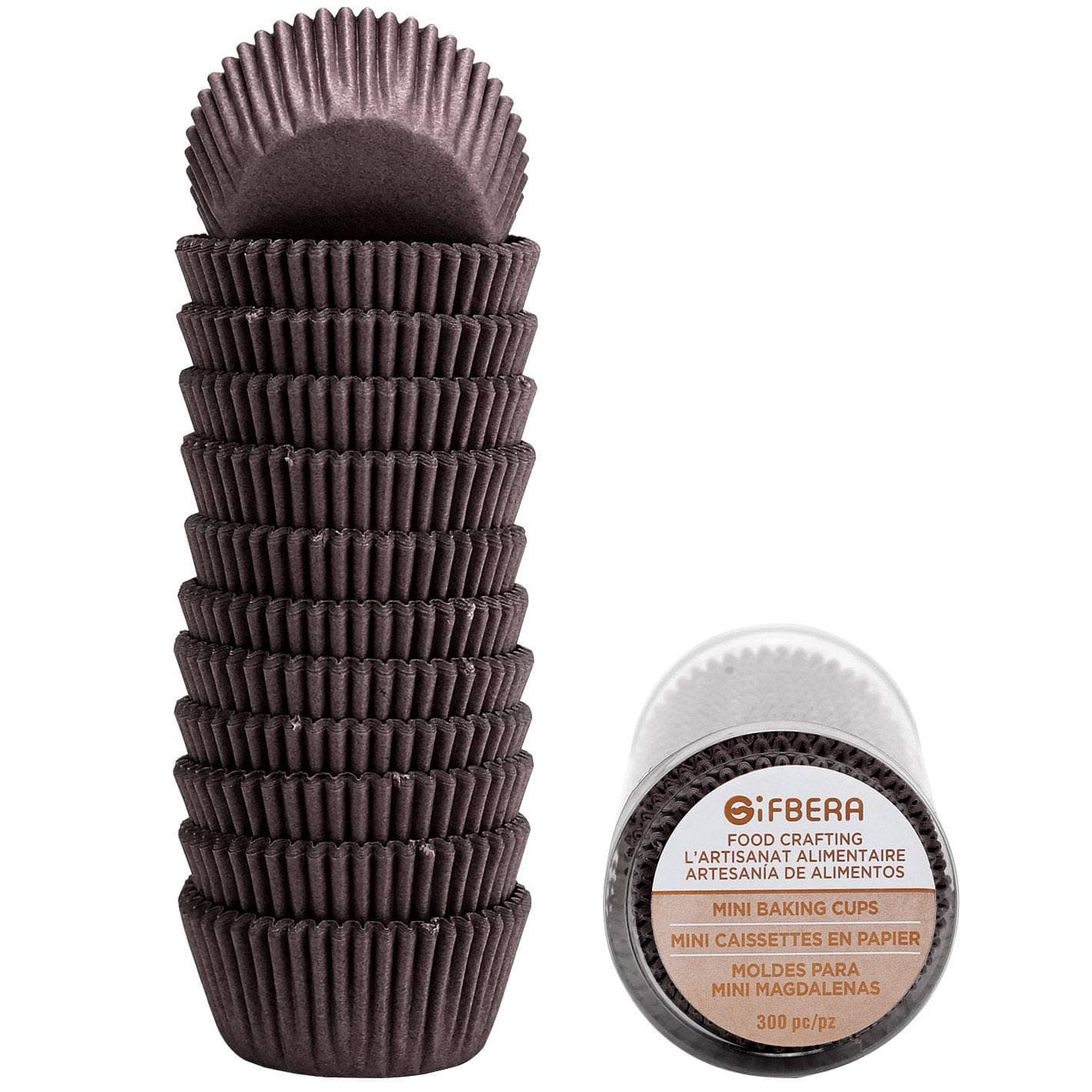 Gifbera Swedish Paper Muffin Baking Cups Brown Mini Cupcake Liners 300-Count, Coffee Color