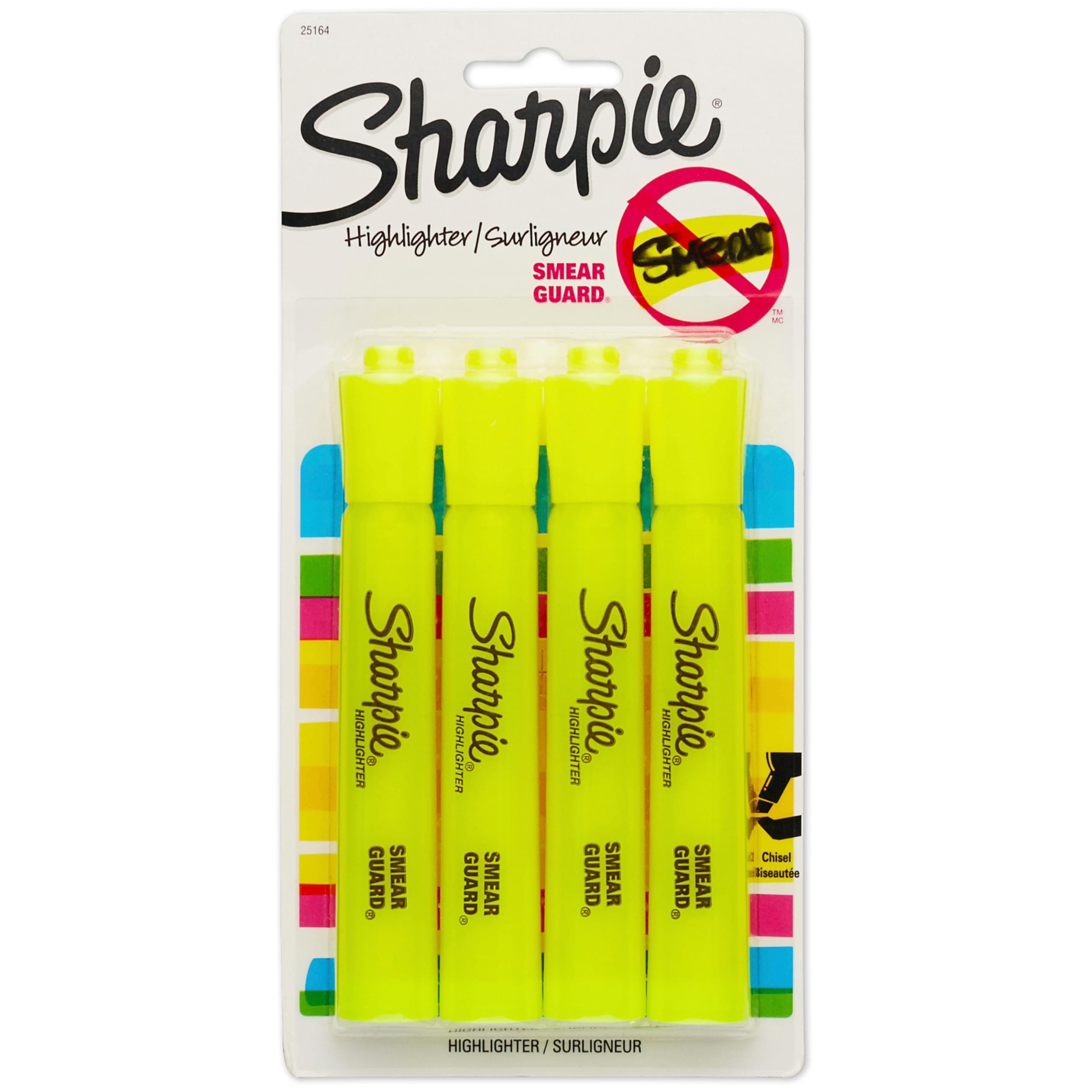 Tank Style Highlighters Chisel Tip Fluorescent Yellow 4 Count