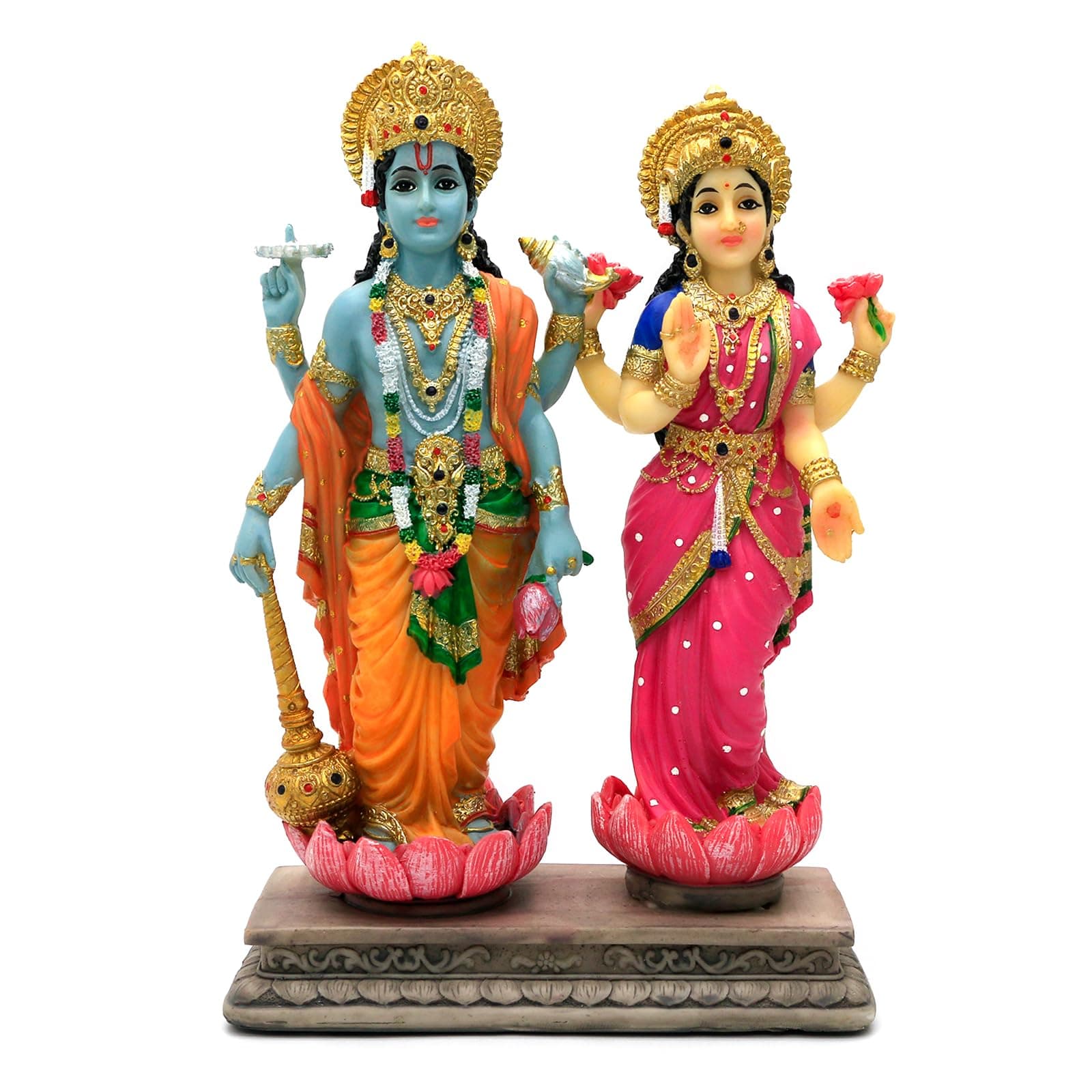 alikiki Hindu God Lakshmi Narayan Statue - 8.8” H Laxmi Narayan Sculpture Indian Diwali Pooja Item Murti Gifts for Indian Couple Friends Family Diwali Gifts Home Office Mandir Temple Puja Decor