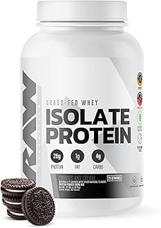Whey Isolate Protein Powder, Cookies N Cream - 100% Grass-Fed Sports Nutrition Protein Powder for Muscle Growth & Recovery - Low-Fat, Low Carb, Naturally Flavored & Sweetened - 25 Servings