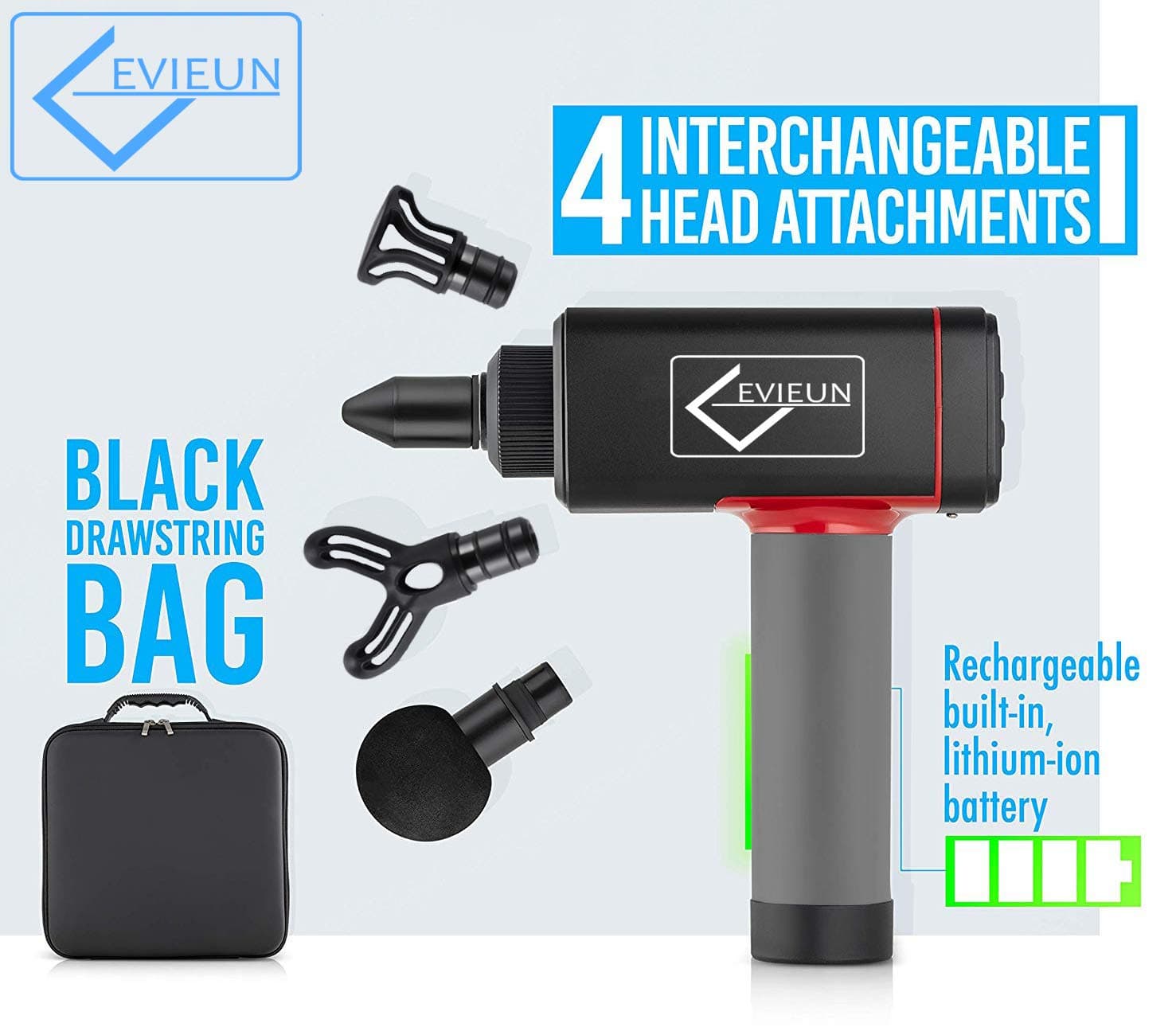 Evieun Muscle Massage Gun,Handheld Massager Deep Tissue,Cordless Rechargeable Deep Tissue Massager&Muscle Portable Massage Device Massage Body Relax Tools(with British standard charger)