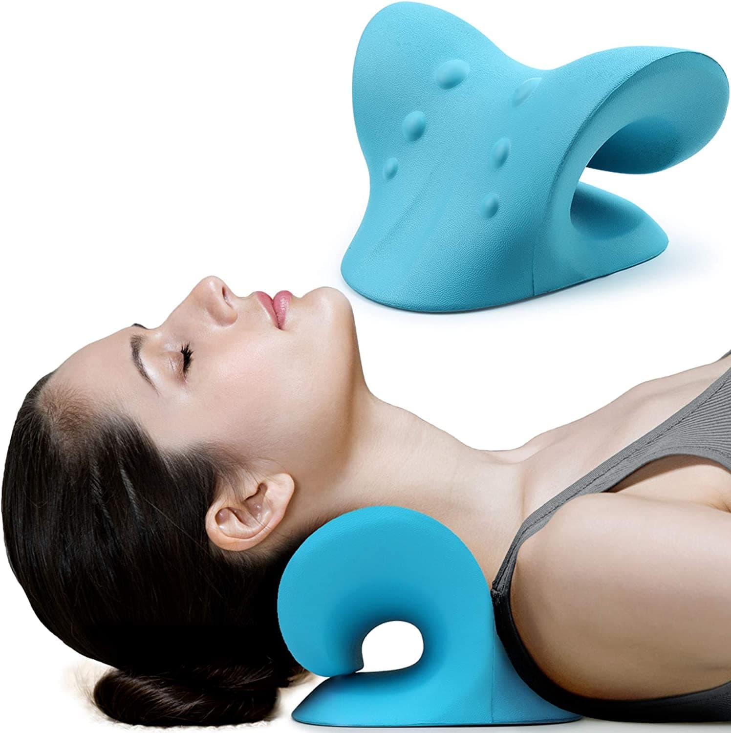Rewup Neck and Shoulder Relaxer, Five Nights Cervical Traction Device for TMJ Pain Relief and Cervical Spine Alignment, Chiropractic Pillow, Neck Stretcher (Multy)