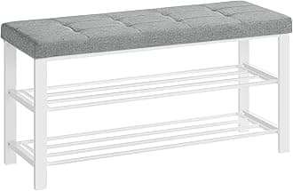 SONGMICS Shoe Bench, Storage Bench, Entryway Bench with Cushion, Shoe Shelf with Seat, Space-Saving, Modern Style, for Living Room, Bedroom, Hallway, Dove Gray and Cloud White ULBS579W01