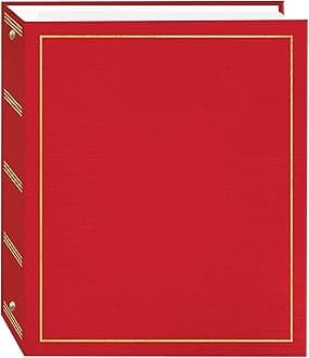 Pioneer Photo Albums Magnetic Self-Stick 3-Ring Photo Album 100 Pages (50 Sheets), Red, Medium