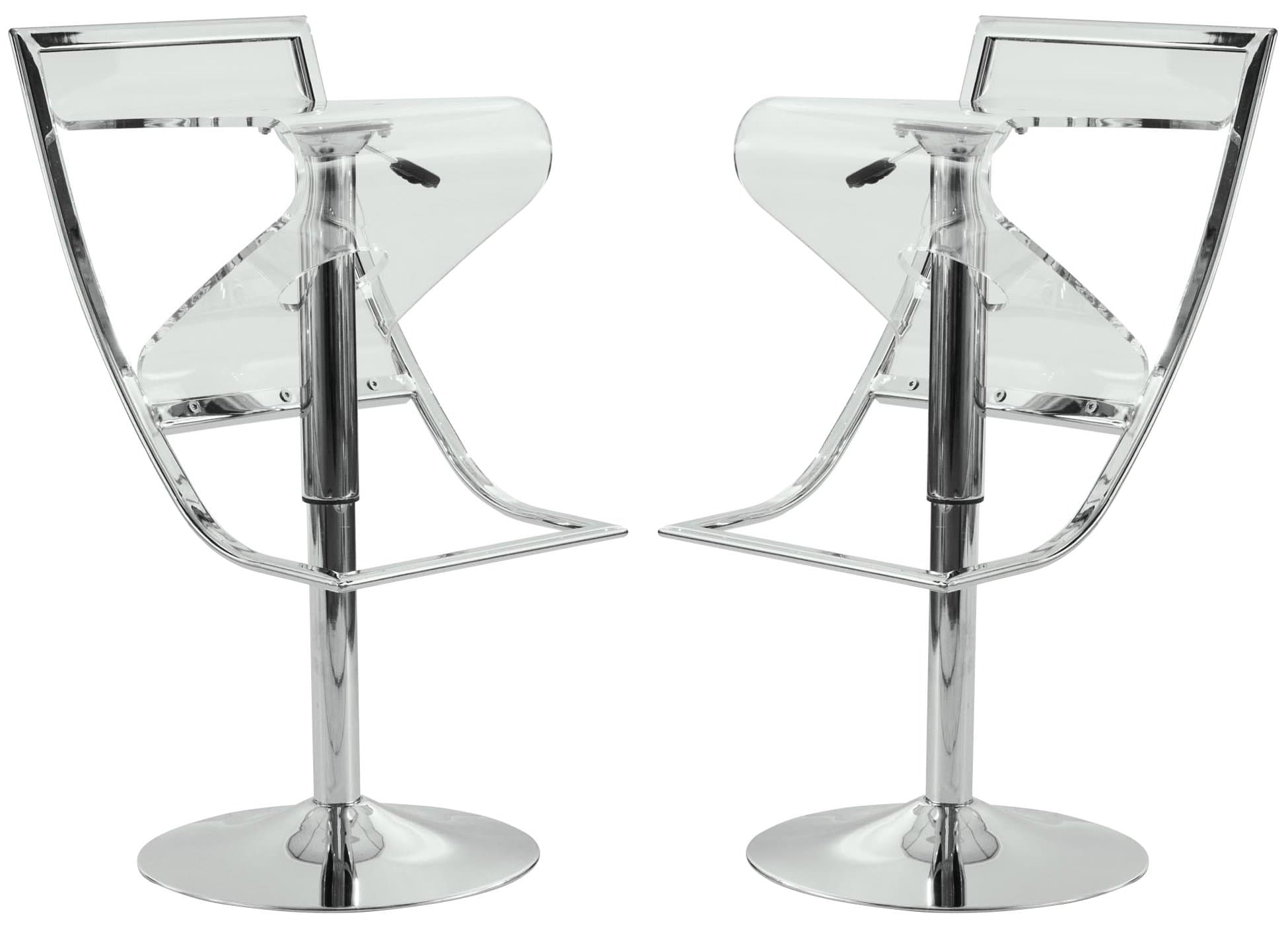 LeisureMod Napoli Acrylic Bar/Counter Stool, Transparent, Set of 2