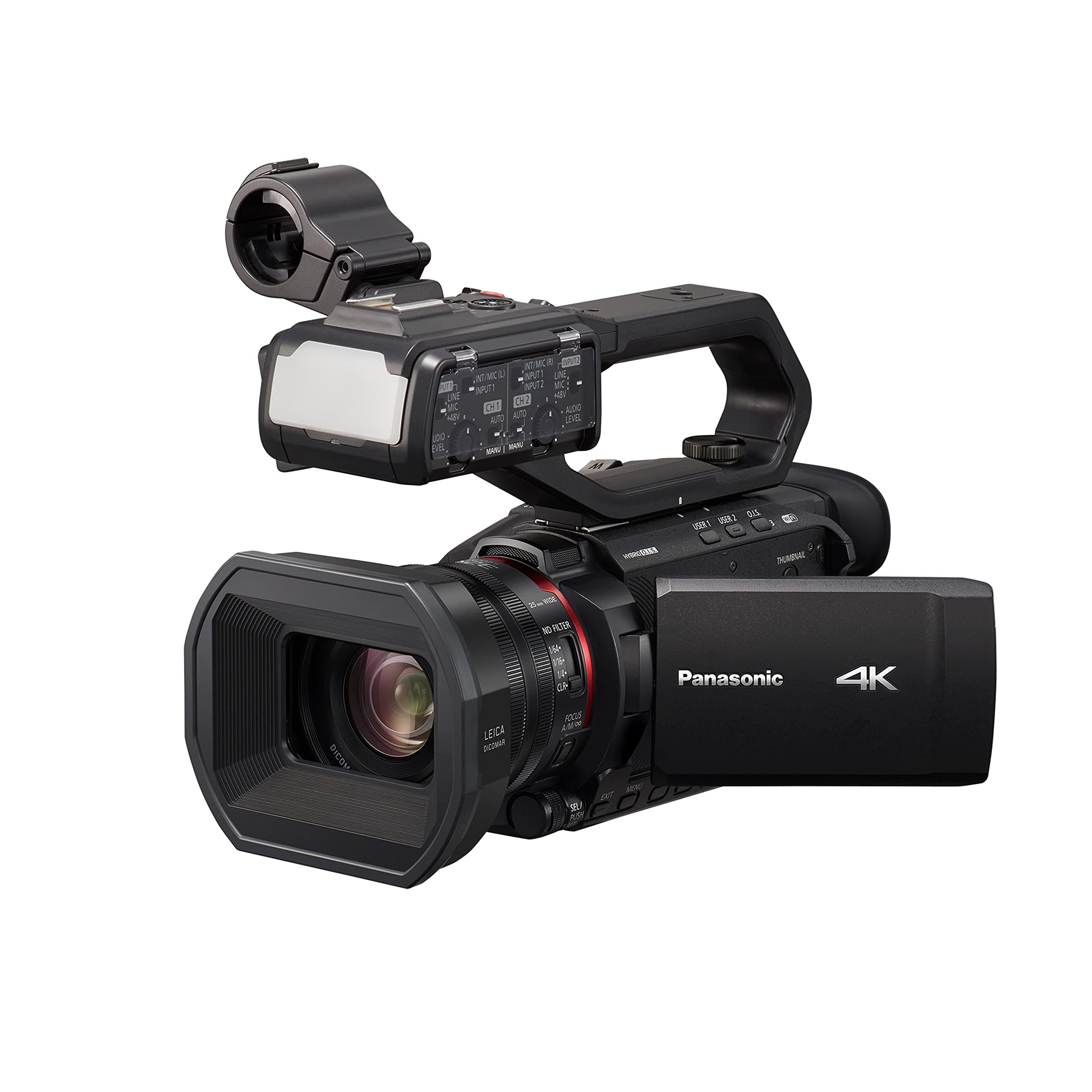 PanasonicHC-X2000E Lightest 4K Professional Camcorders with Wide-Angle 25 mm Lens, 24x Optical Zoom and Detachable Handle