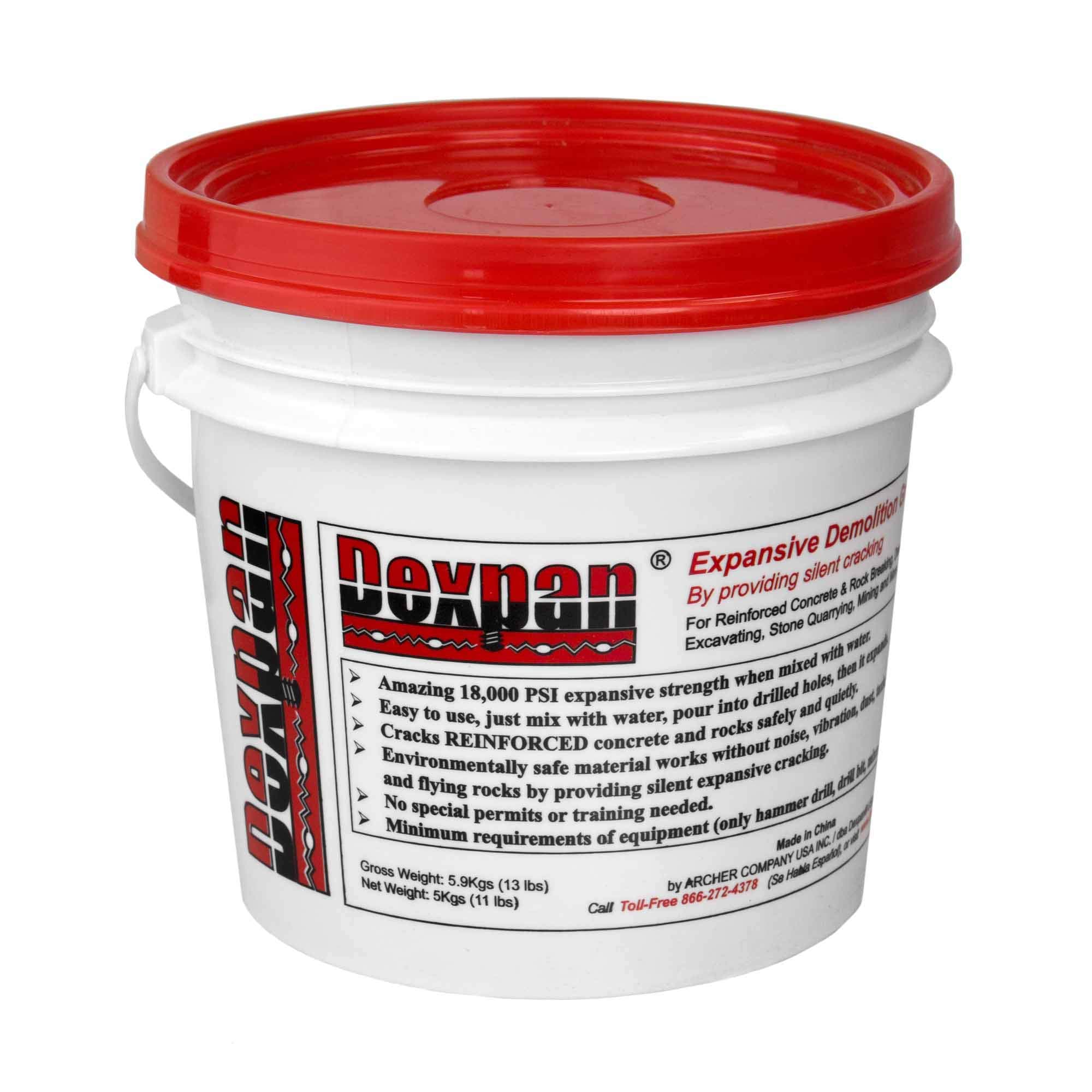Expansive Demolition Grout 11 Lb. Bucket for Rock Breaking, Concrete Cutting, Excavating. Alternative to Demolition Jack Hammer Breaker, Jackhammer, Concrete Saw, Rock Drill (#1 (77-104 F))