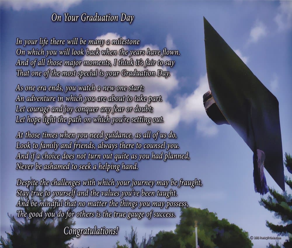 On Your Graduation Day - Poem Print (8x10) - Beautiful Graduation Gift