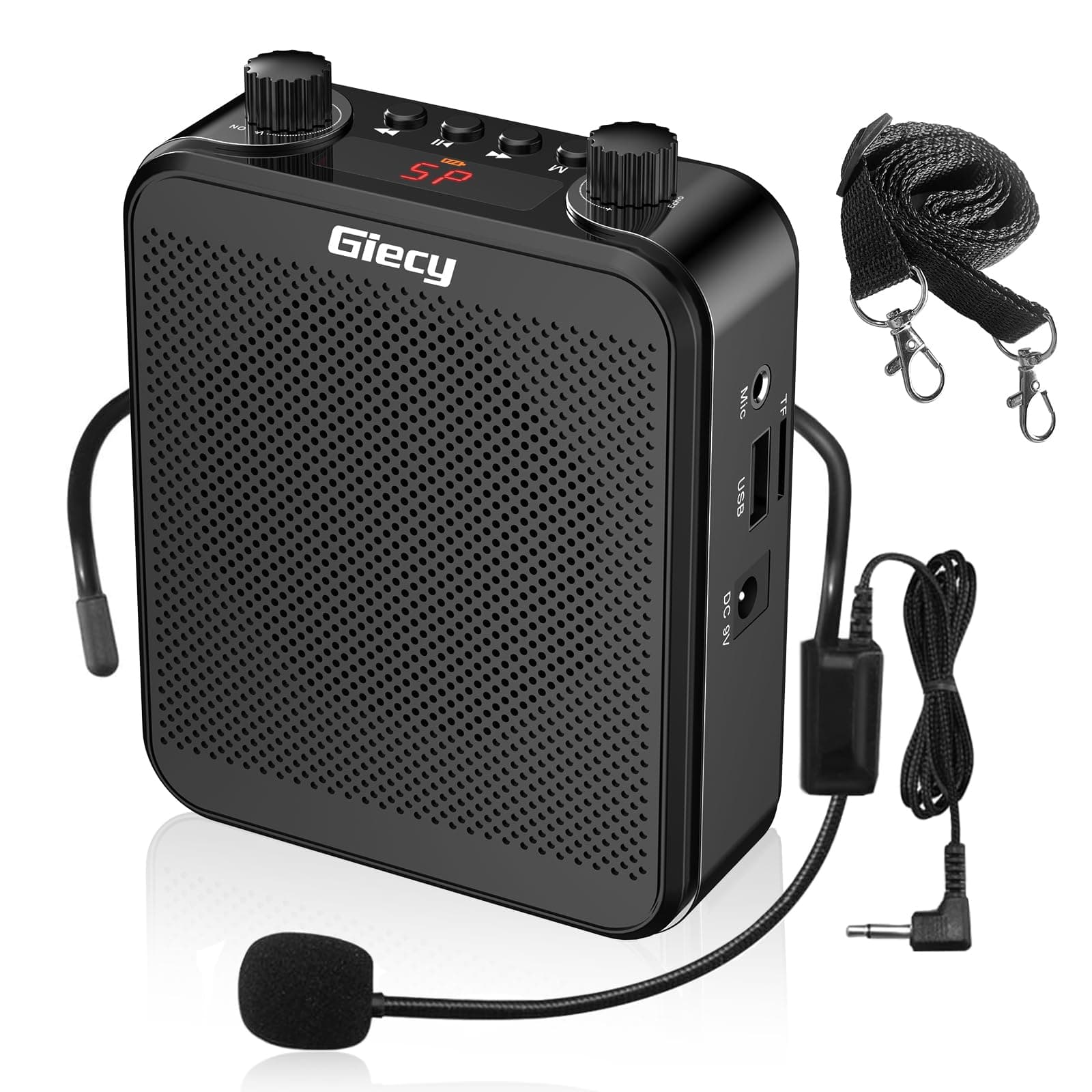 Voice Amplifier with Wired Microphone Headset for Teachers, Bluetooth Speaker 30W 2800mAh Portable Rechargeable PA System Speaker for Multiple Locations Such as Classroom, Meetings and Outdoors