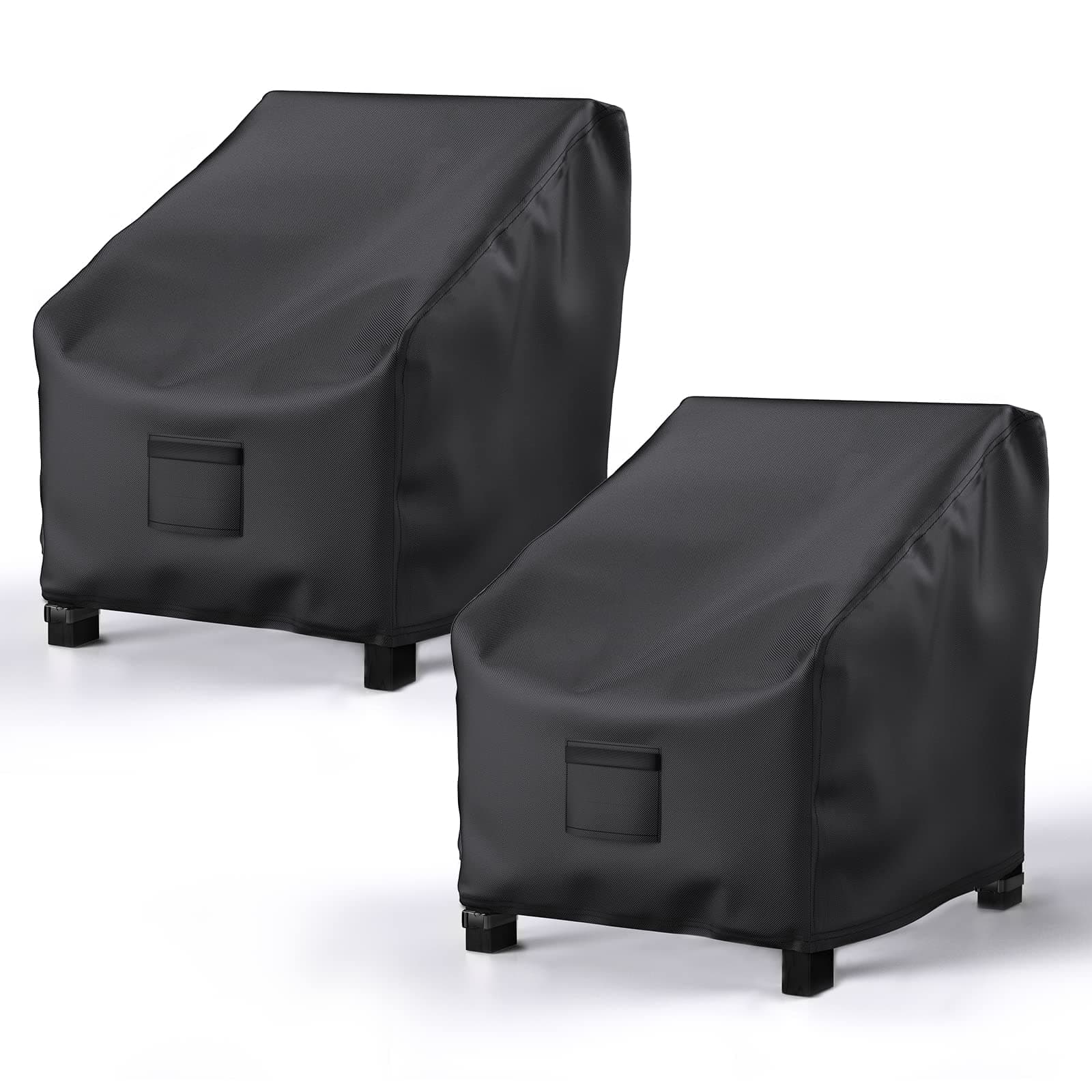 Patio Chair Covers for Outdoor Furniture Waterproof 2 Pack, Lawn Chair Covers 600D Heavy Duty Oxford Cloth, Large Covers for Lounge Lawn Deep Seat Black 38" W x 31" D x 29" H