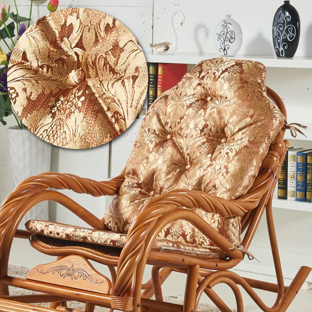 SADDPA Rocking Chair Cushion With Ties, Patio Seat Cushions High Back Printed Seat Cushion Indoor Outdoor Chaise Lounge Cushions