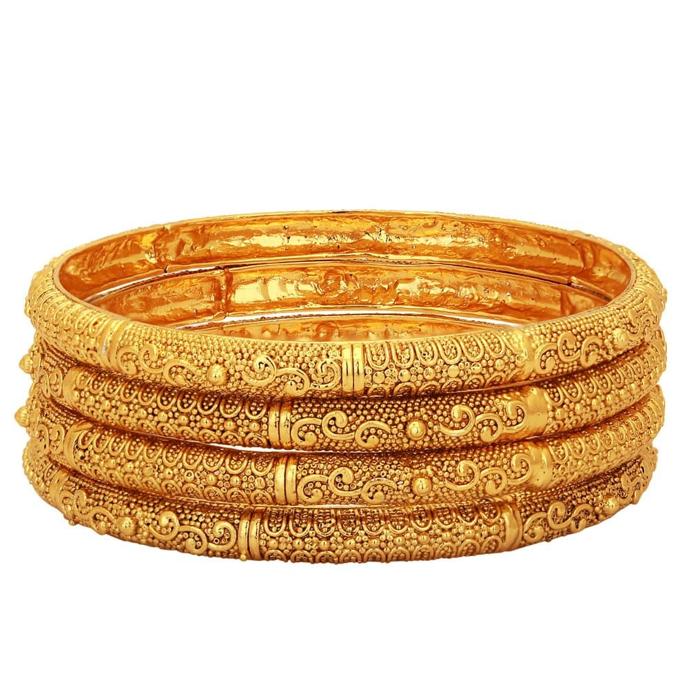 Adwitiya Collection 24k Gold Plated Royal Antique Bangles