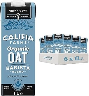Califia Farms Organic Oat Barista Blend - Lactose Free, Dairy Free, No Added Sugar, Vegan, Plant Based Drink (6 x 1L)