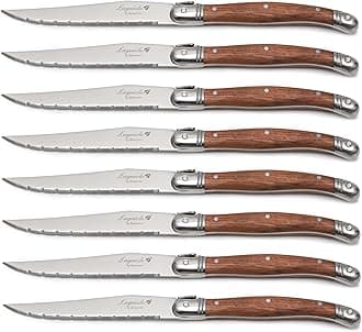 Laguiole By FlyingColors Laguiole Steak Knife Set Stainless Steel Wood Handle,8 Pieces.