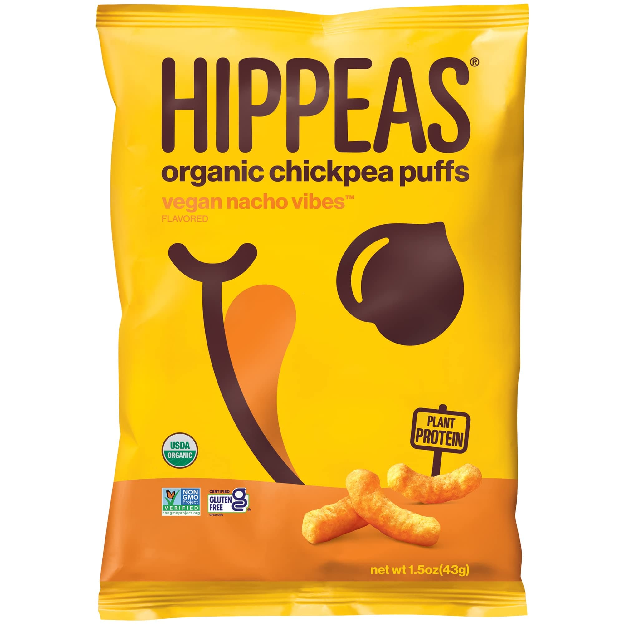 HIPPEAS Organic Chickpea Puffs + Vegan Nacho Vibes | 1.5 Ounce, 12 Count | Vegan, Gluten-Free, Crunchy, Protein Snacks (Packaging may vary)