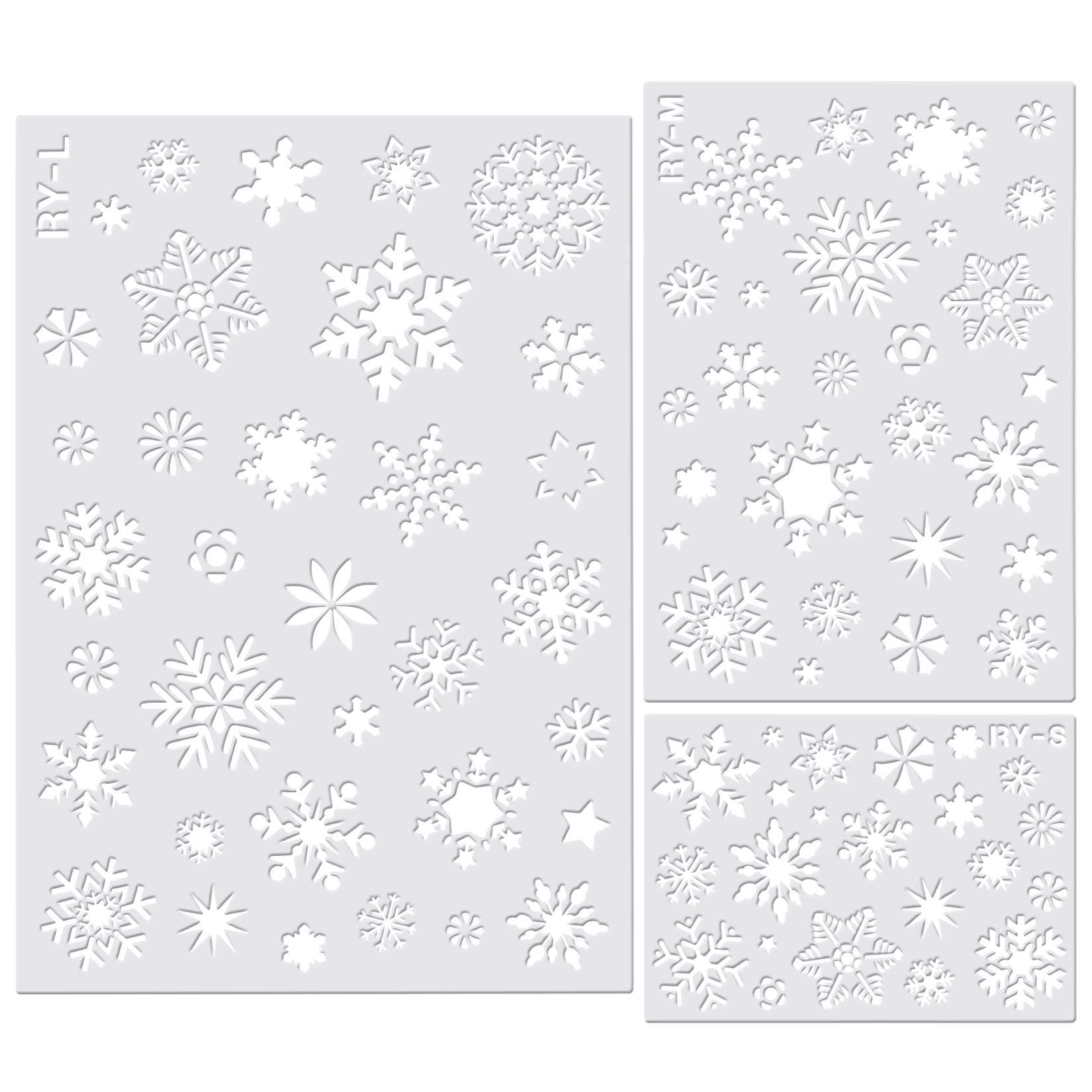 Christmas Snowflake Stencil Template, Reusable Plastic Craft Drawing Painting Stencil Journal Template for Window Glass Wall Door Card Scrapbook Notebook Holiday Xmas Snow Flake Art DIY Project