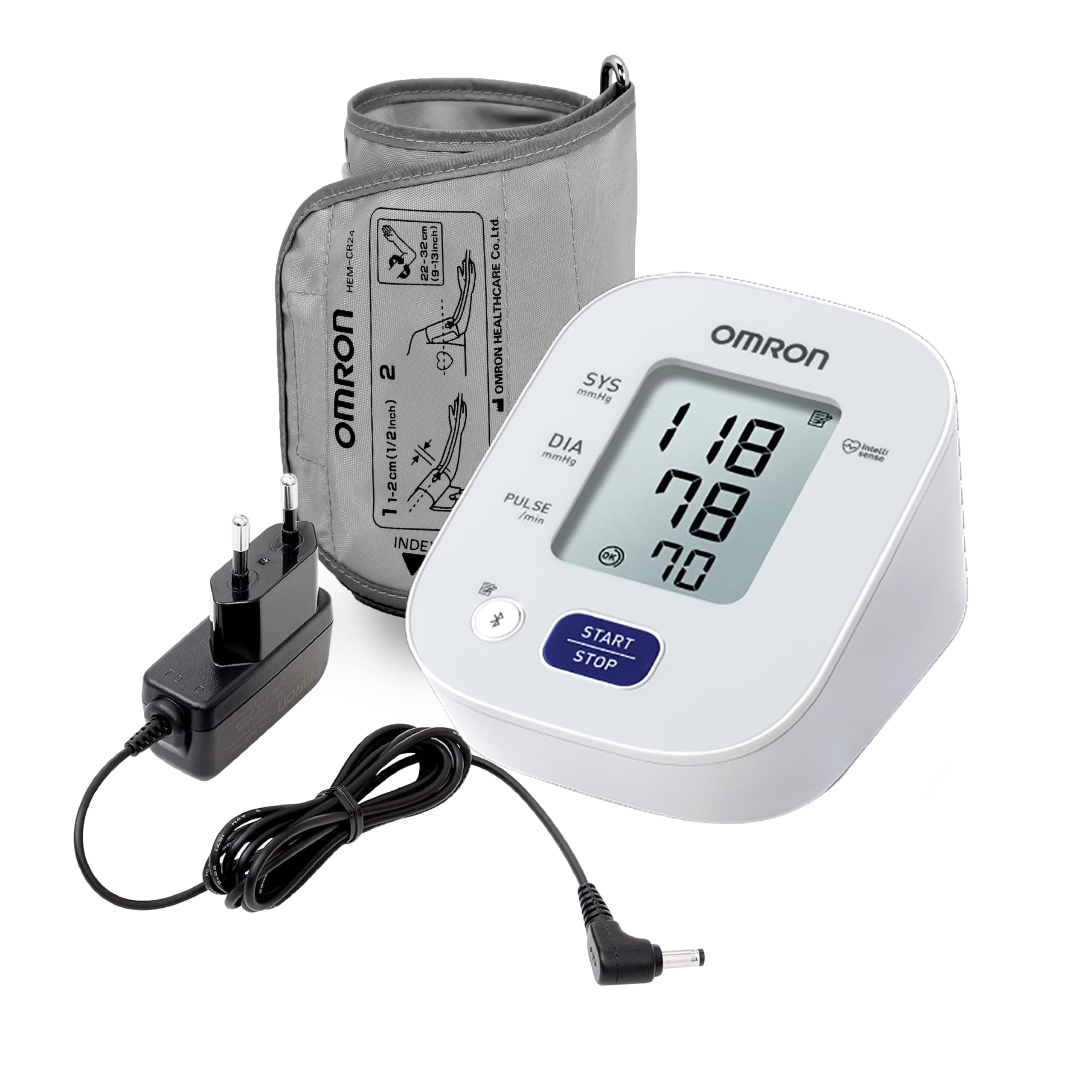 HEM 7143T1A Arm Digital Bluetooth Blood Pressure Monitor with Cuff Wrapping Guide & Intellisense Technology For Most Accurate Measurement (Adapter Included)