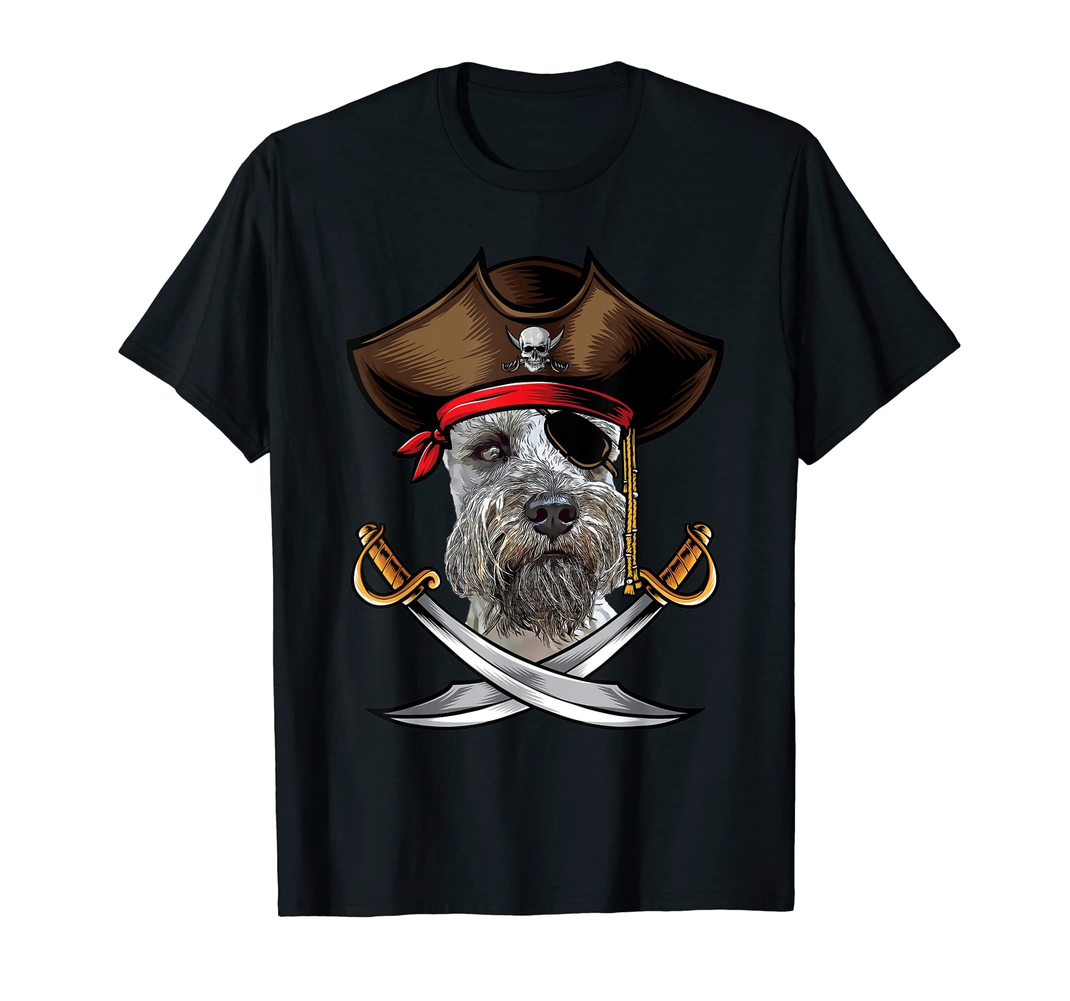 Funny Miniature Schnauzer Dog Pirate Captain Halloween T-Shirt