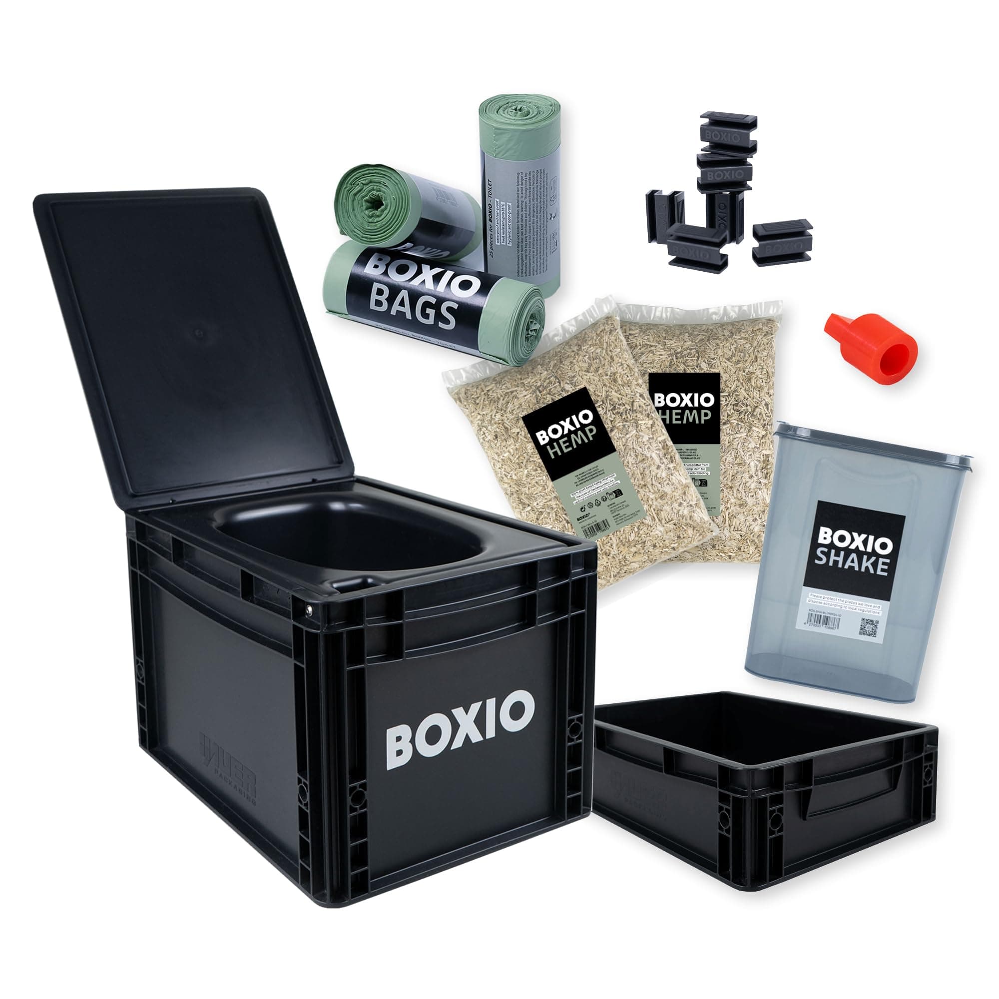 BOXIO Toilet MAX+ Starter Kit, Portable Camping Toilet, composting Toilet 15.7" x 11.8" x 11.0", Made in Germany