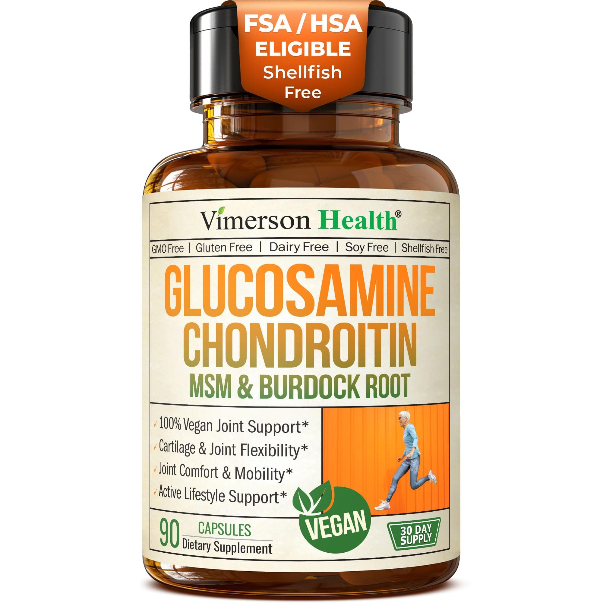 Glucosamine Chondroitin MSM – Joint Support Supplement for Women and Men with Glucosamine Sulfate 1500 mg, Chondroitin and MSM – for Cartilage, Joint Health and Flexibility – 90 Capsules, Vegan