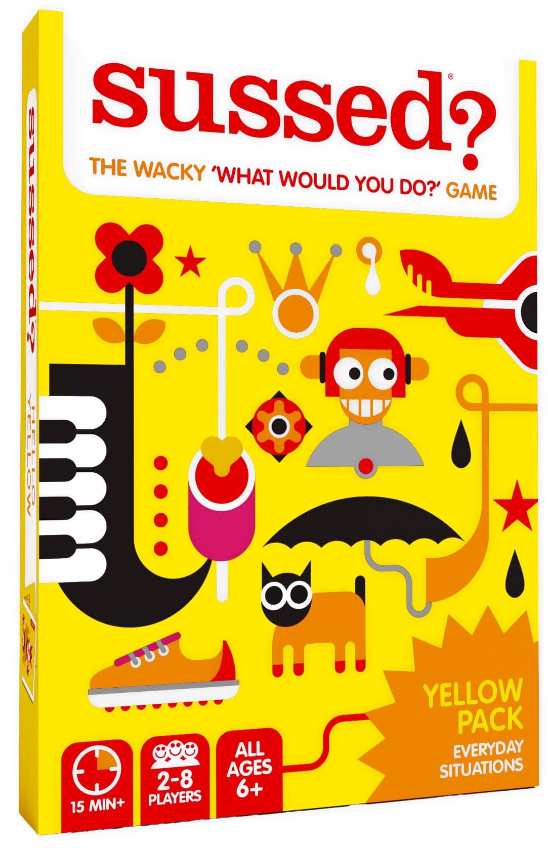 SUSSED The Wacky ‘What Would You Do?’ Social Card Game - Kids Stocking Stuffer & Family Travel Game for Boys & Girls - Fun & Easy to Play - All Ages 6 and Up - Hello Yellow Deck