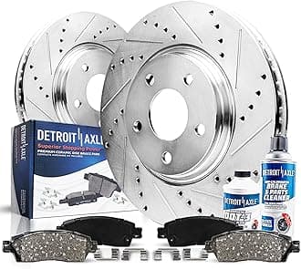 Detroit Axle - Front Brake Kit for 04-17 Nissan Quest Drilled & Slotted Disc Brake Rotors 2004 2005 2006 2007 2008 2009 2011 2012 2013 2014 2015 2016 2017 Ceramic Brakes Pads Replacement
