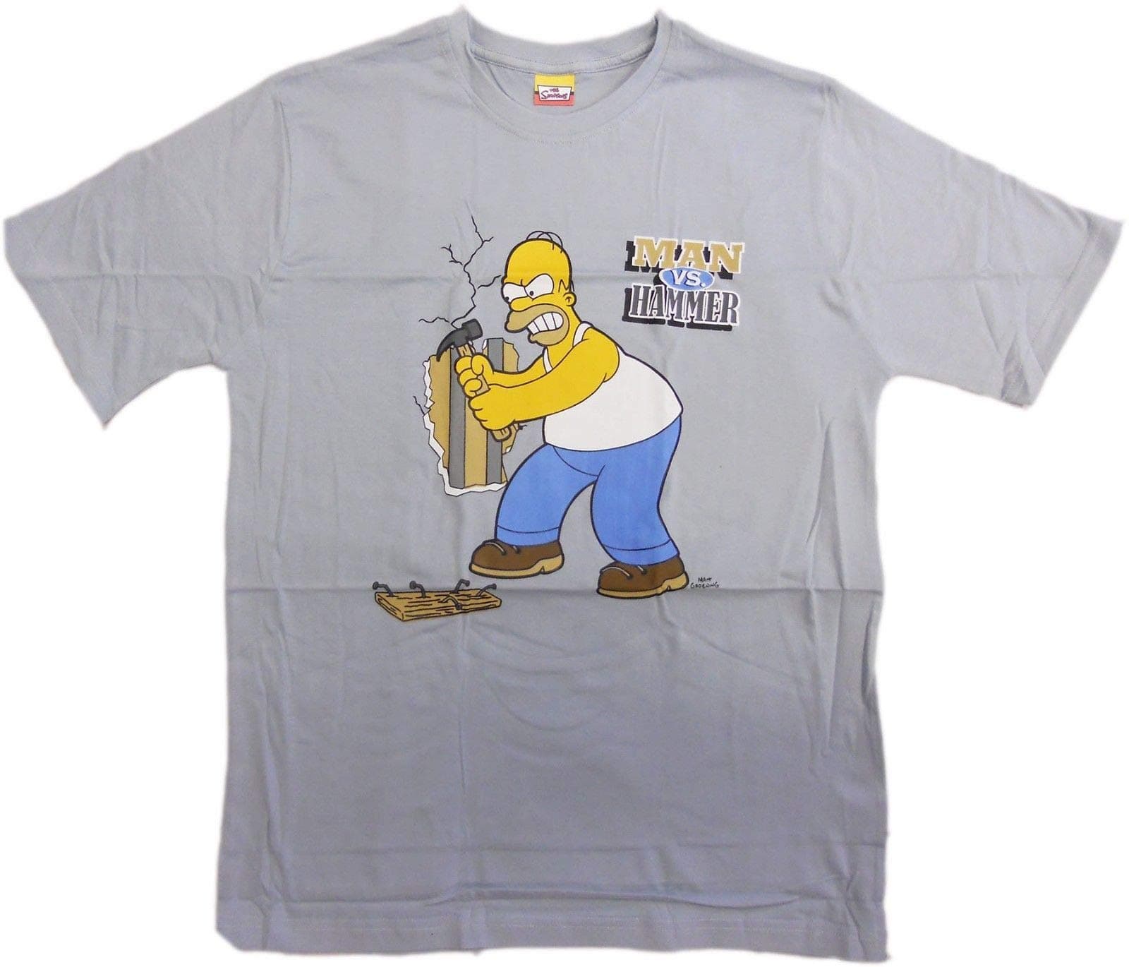 Homer Simpson Hammer T-Shirt (Color: Grey, Material: Cotton/Elastane) (M)