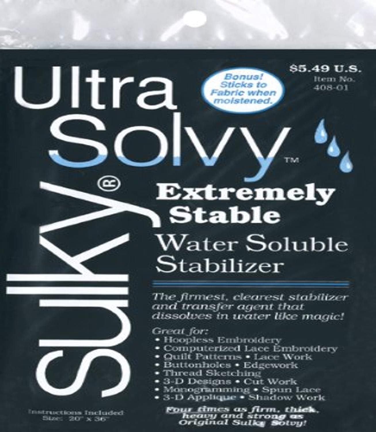 Sulky 19 1/2 x 36-inch Heavy Weight Ultra Solvy Water Soluble Stabilizer