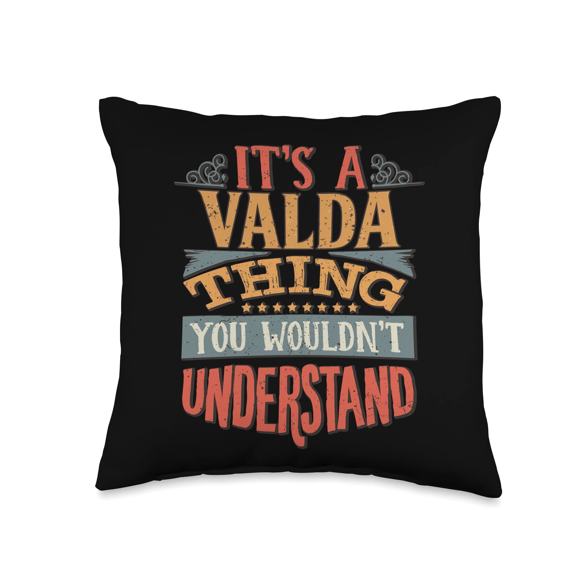 Valda Name Throw Pillow, 16x16, Multicolor