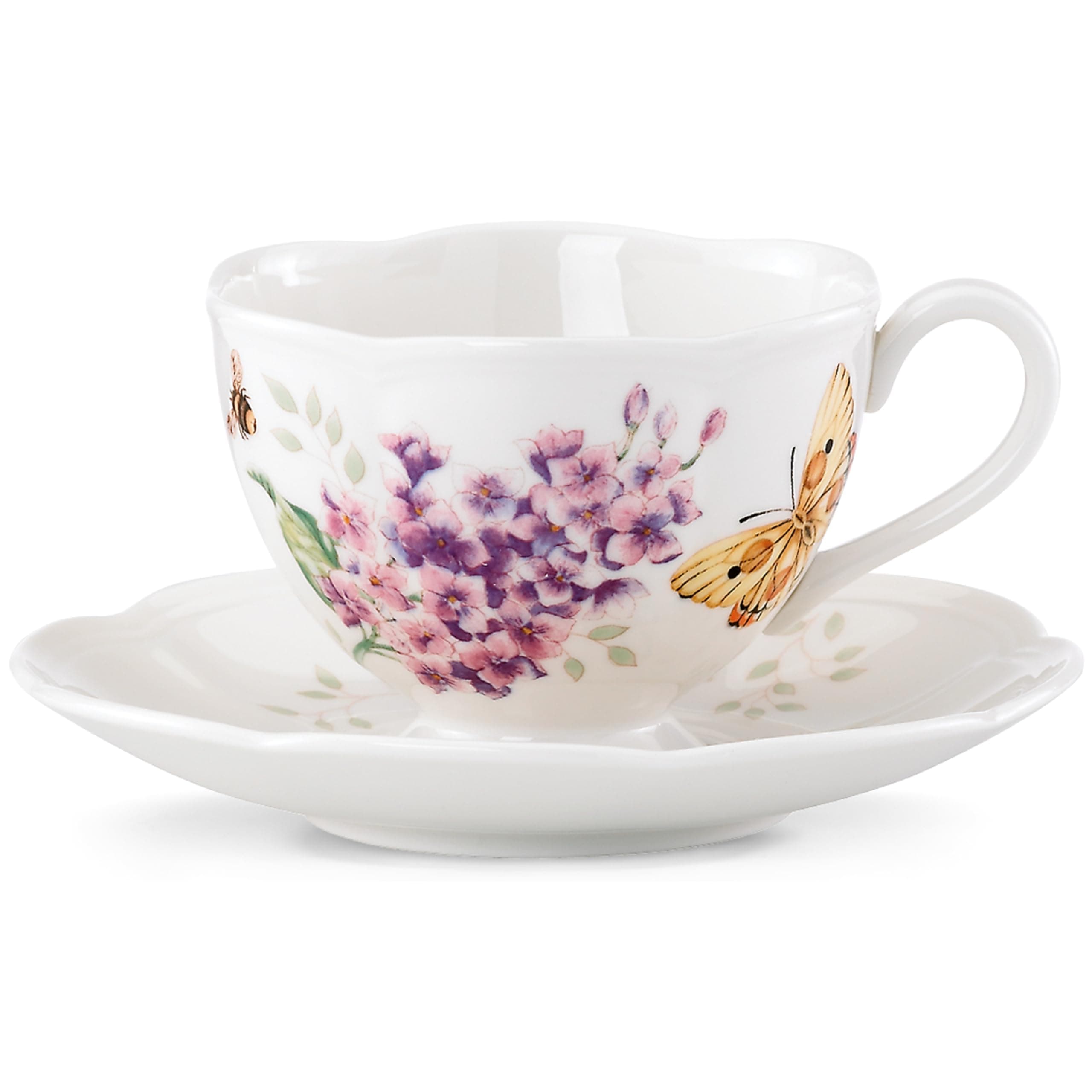 LenoxButterfly Meadow Orange Sulphur 8-Ounce Cup and Saucer Set