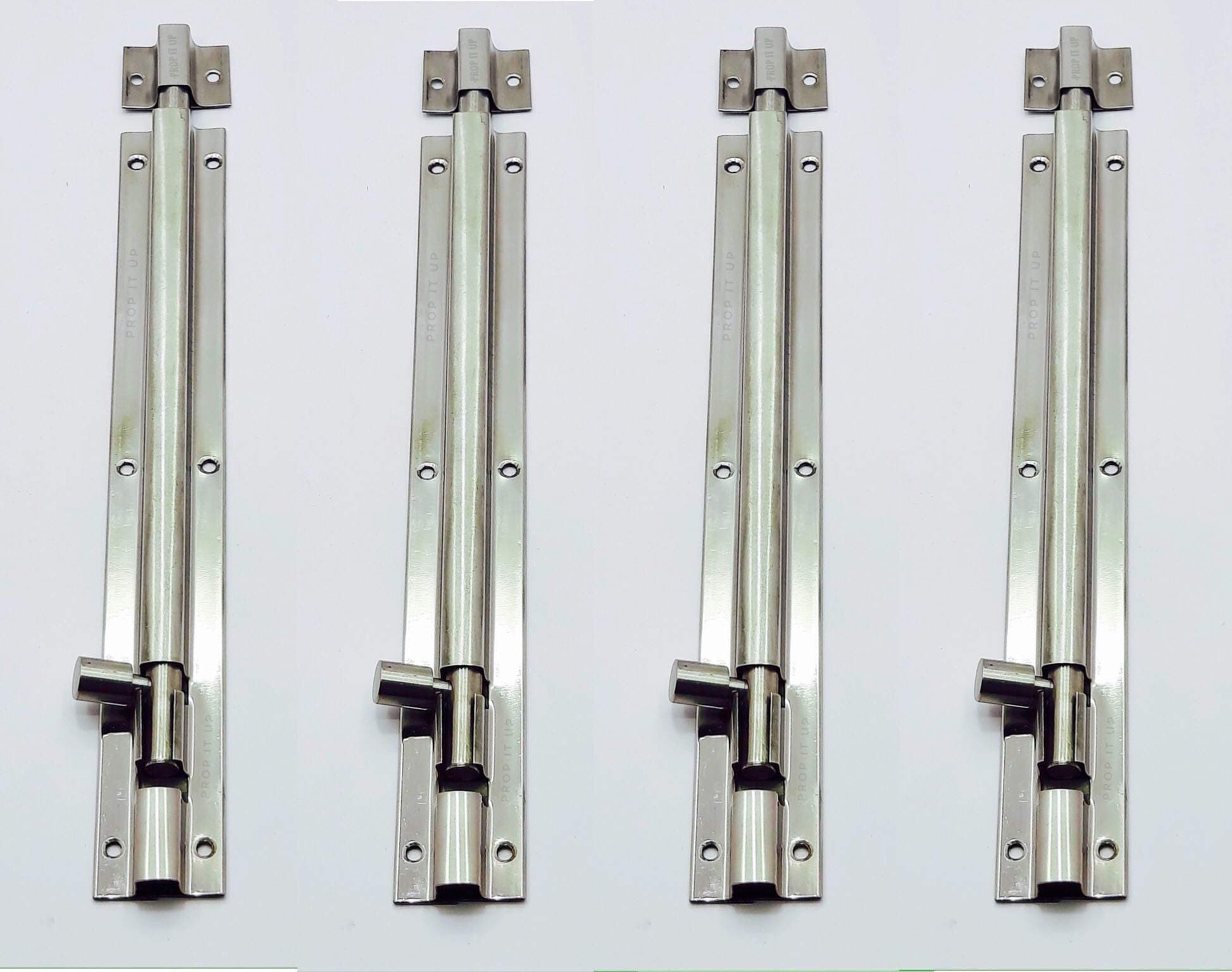 Prop It Up (Aligarh Made Locks and Hardware) Stainless Steel Extra Heavy Tower Bolt/Door Latch 10 Inch (10mm) SS and Chorme Finish - Set of 4