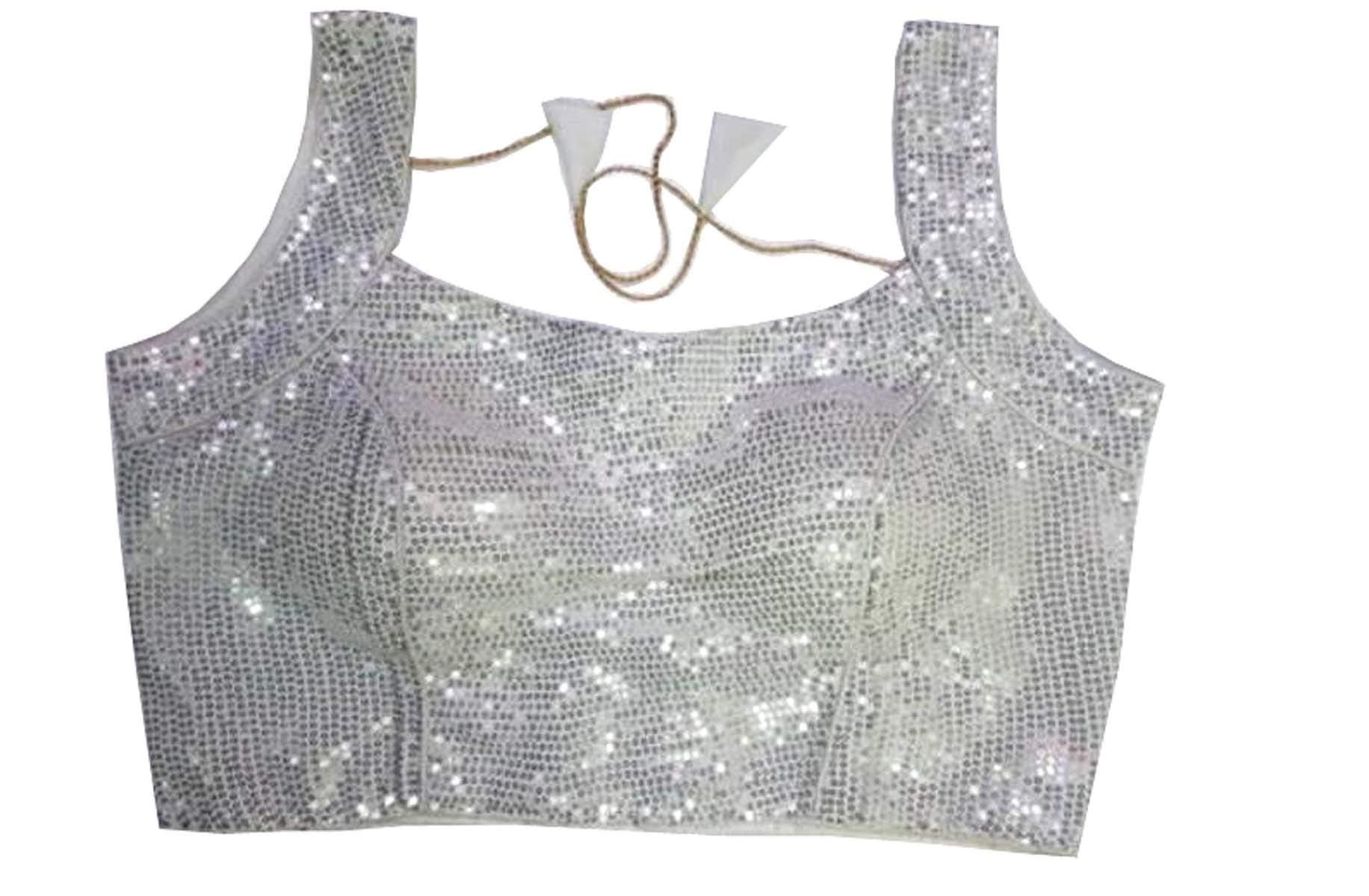 Indian Sequin Embroidered Sari Blouse Saree Top Lehenga Designer Blouse Bridal Wedding Skirt Party Wear Choli, Crop Top Fully Stitched Padded Blouse