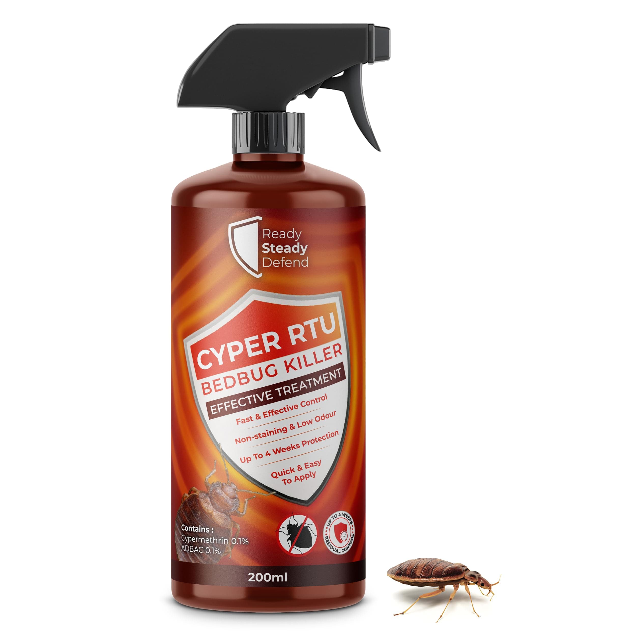 Bed Bug Killer Spray 200ml Cyper RTU - Effective Bed Bug and Insect Treatment, Fast-Acting Formula for Living Spaces and Home Use, Non-Staining and Long Lasting - for Eggs, Larvae & Adult