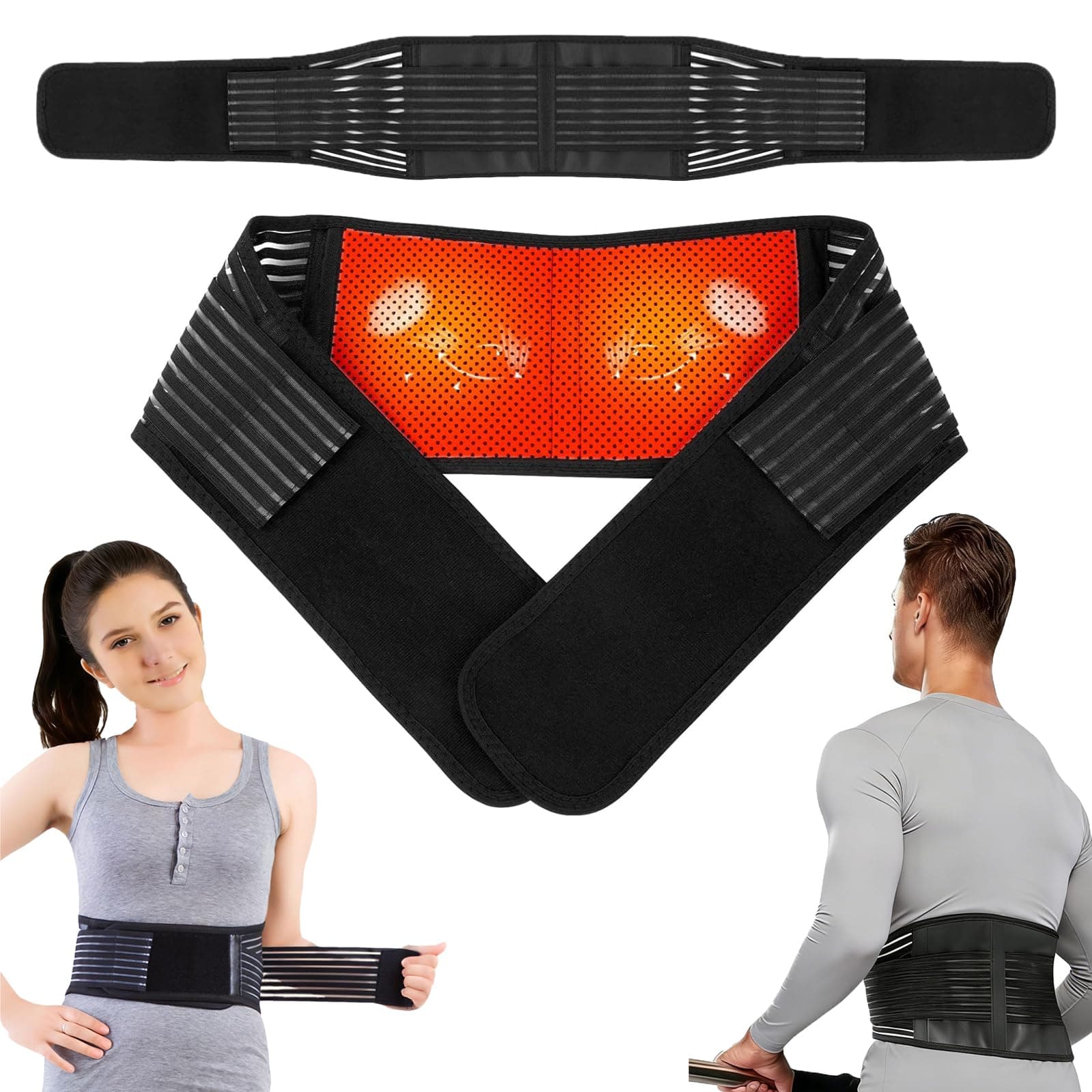 Back Support with Magnet, Tourmaline Magnetic Back Braces for Lower Back Pain Relief, Self Heating & Soothing Waist Band, Lumbar Support Belt for Herniated Disc/Sciatica (Medium)