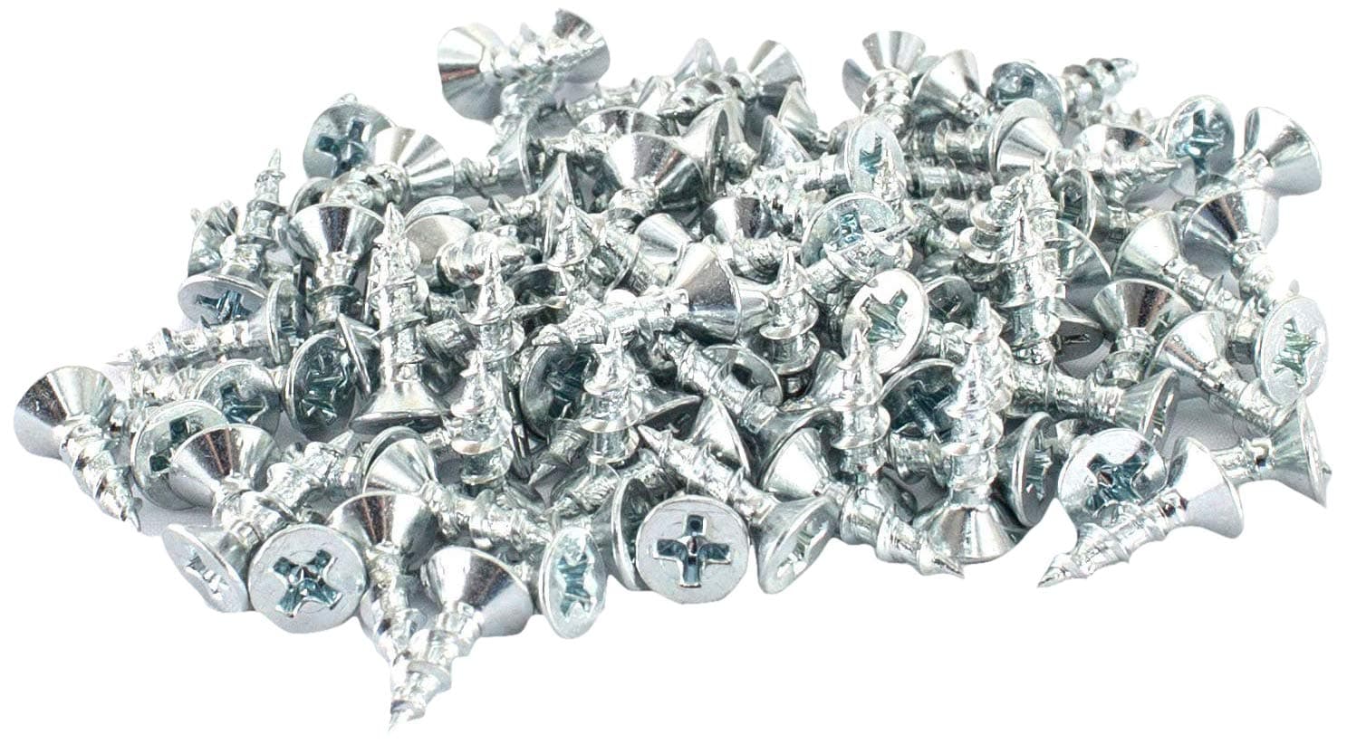 POWERTEC Wood QWS1003 Phillips Flat Head #6 x 1/2” Deep Thread Nickel (Zinc Plated Design) Woodworking Screw, 100 PK