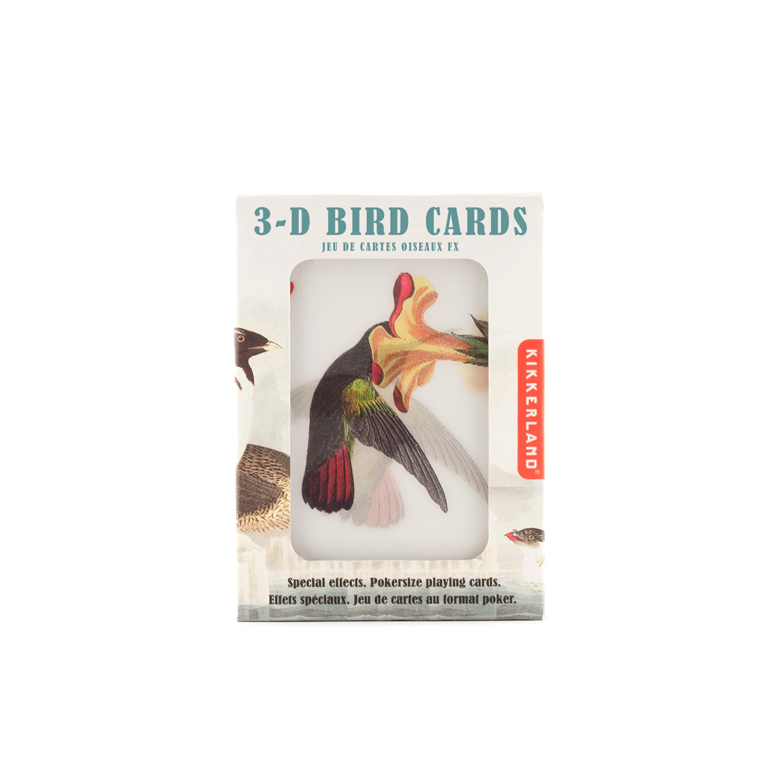 Kikkerland 3D Lenticular Bird Pokersize Deck 54pc Standard Index Waterproof Novelty Playing Cards