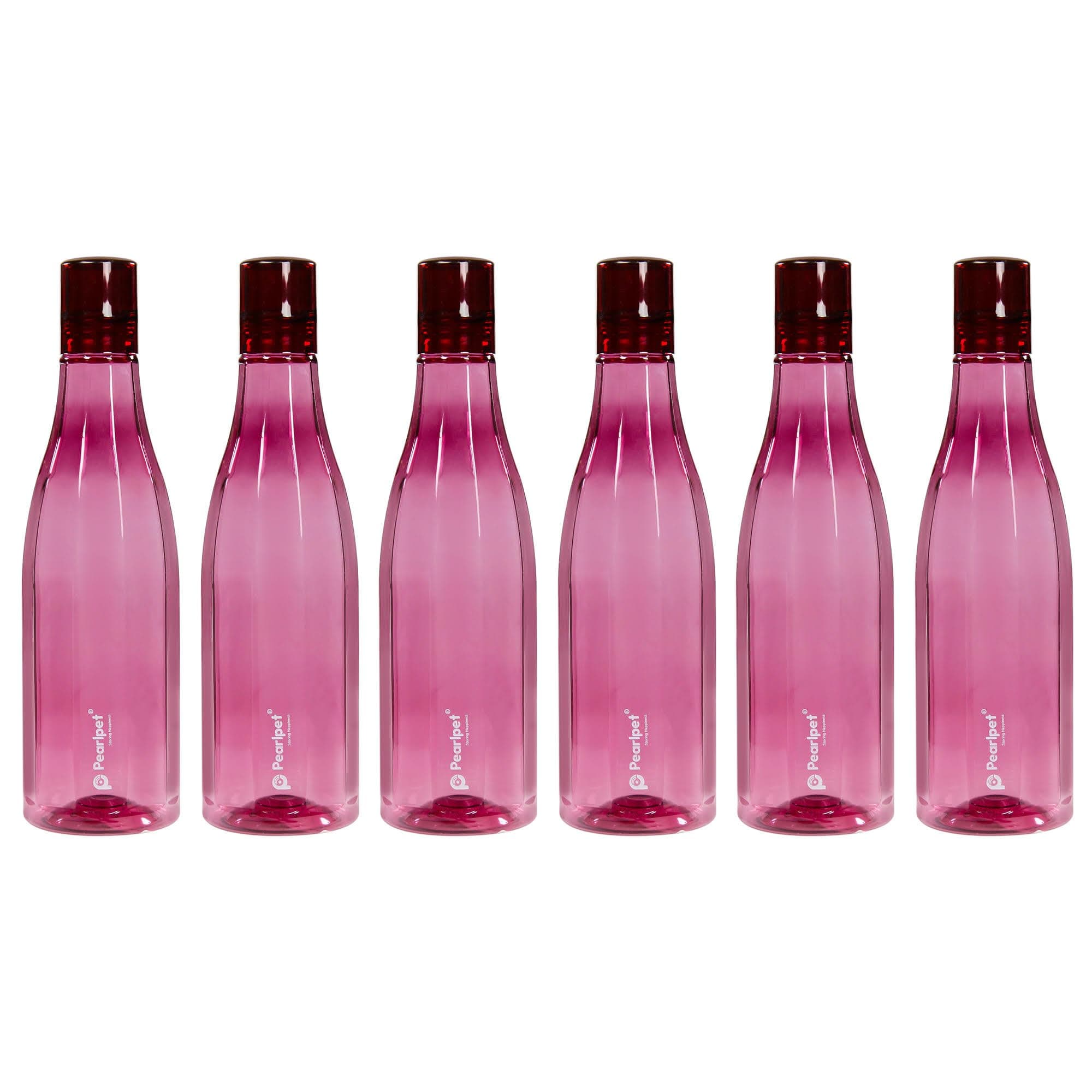 PEARLPET Azzure BPA-free Plastic Water Bottle Set of 6 Pcs, Each 1000ml, Wine
