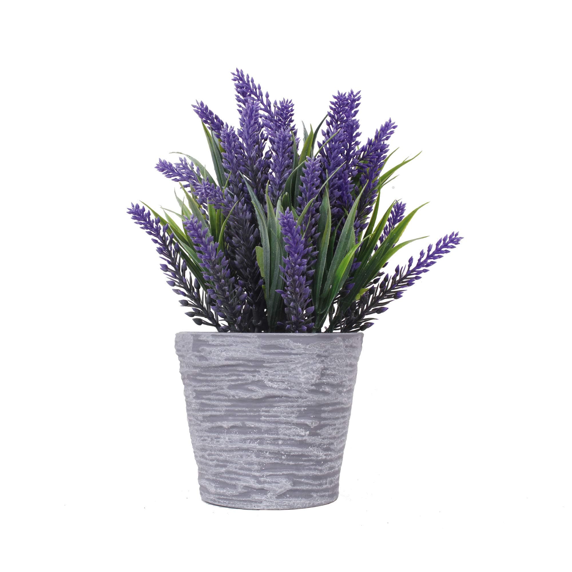 YAPA Potted Lavender Artificial Plant- Faux Flowering Lavender Plants with Gray Ceramic Vase for Home, Party & Wedding Décor (Purple-Leaf) …