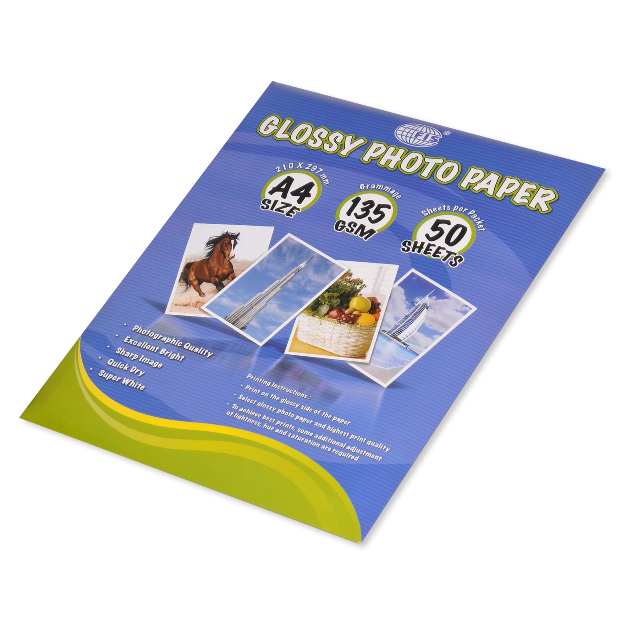 FIS Glossy Photo Paper - 210x207mm, A4, 135gsm - 50 Sheets