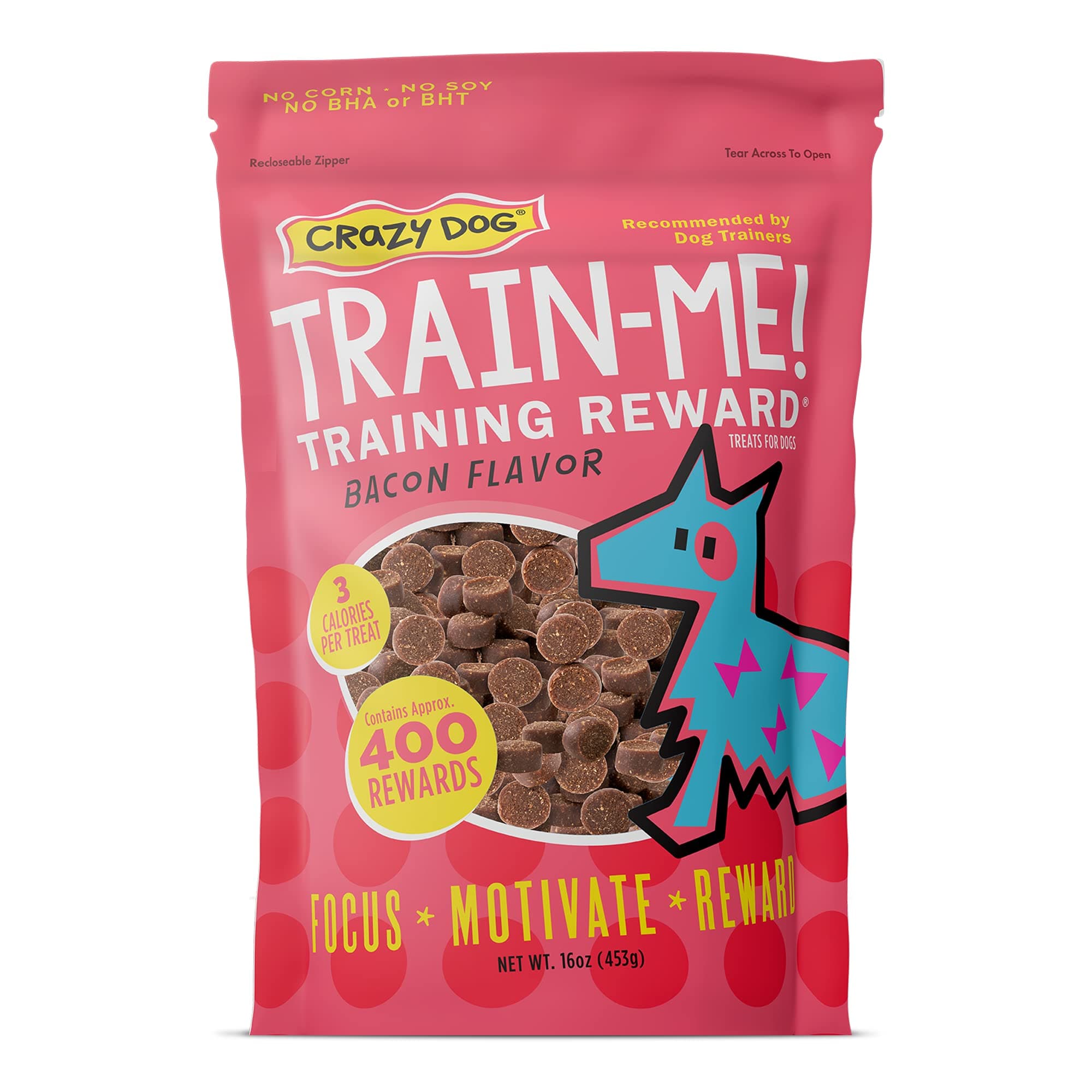 Crazy Dog Train-Me! Training Treats 16 oz. Bag, Bacon Flavor, with 400 Treats per Bag, Recommended by Dog Trainers