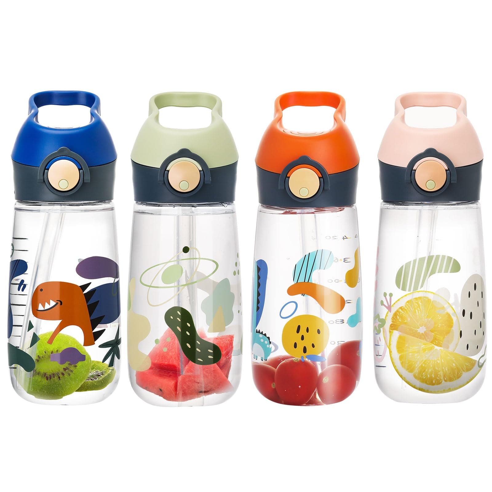 Sigdio Children's Water Bottle with Straw, BPA-Free, 500 ml, Children's Water Bottle, Leak-Proof Sports Drinking Bottles with Carry Strap for School and Nursery (Orange)