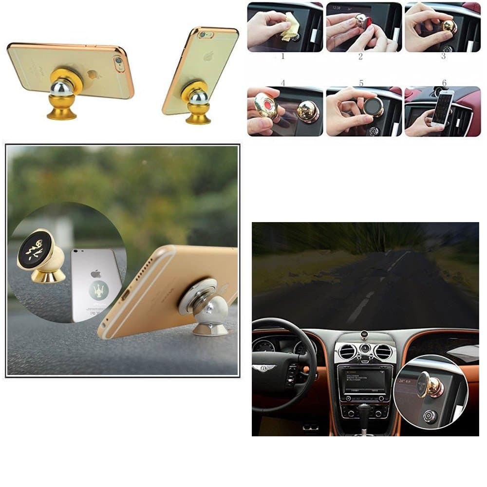 eZoneUK® Universal Magnetic Support 360 Degree Rotation Cell Phone Car Holder Stand Mount For iPhone 5 6 7, Samsung, HTC and many other smart phones