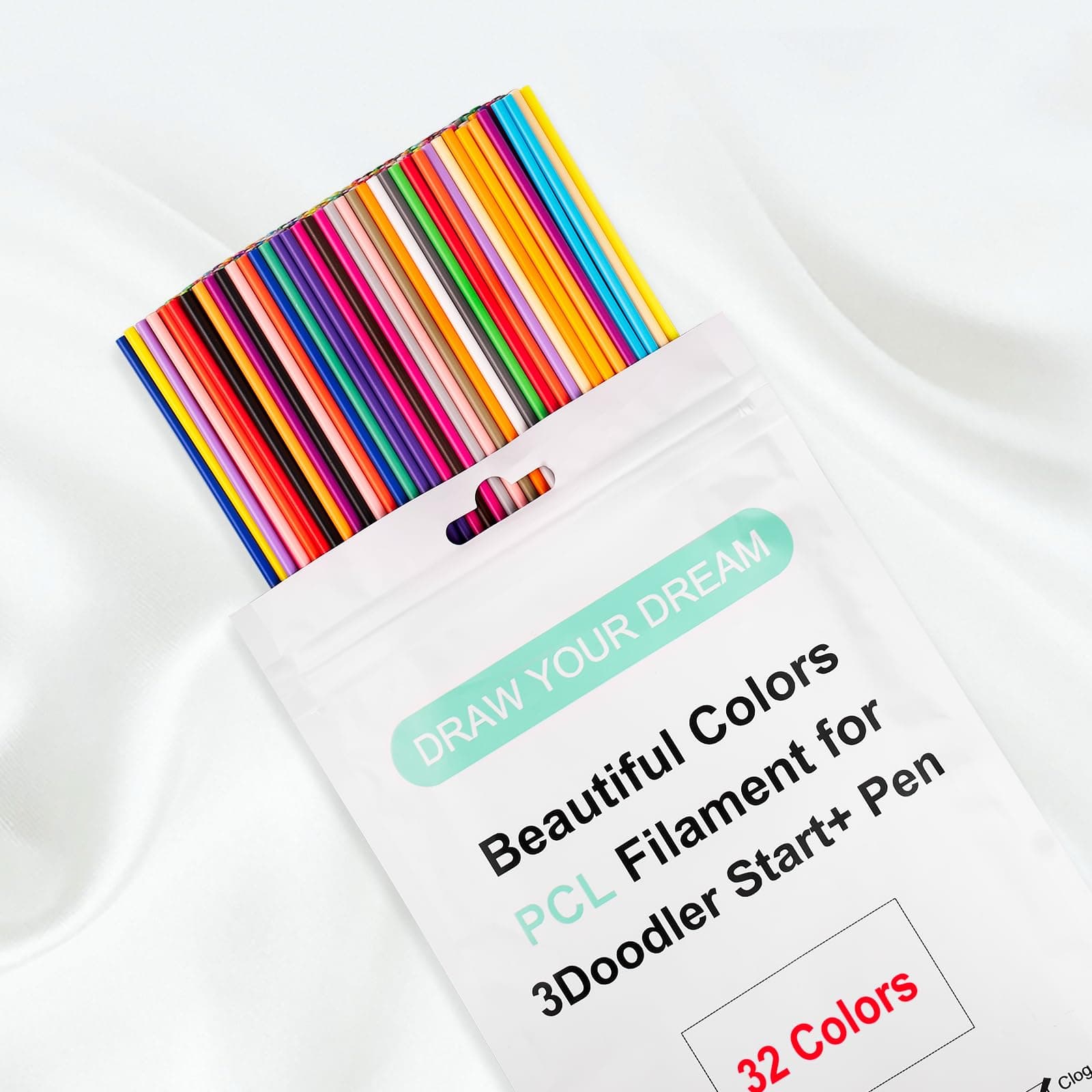 32 Colors 3D Doodler Pen Refills Packs for 3Doodler Start+ 3D Pen Low Printing Temperature PCL Filament 3D Doodler Refills Each Color 15.2 cm x 5 pcs Total 160 pcs Only Fit for 3Doodler Start+