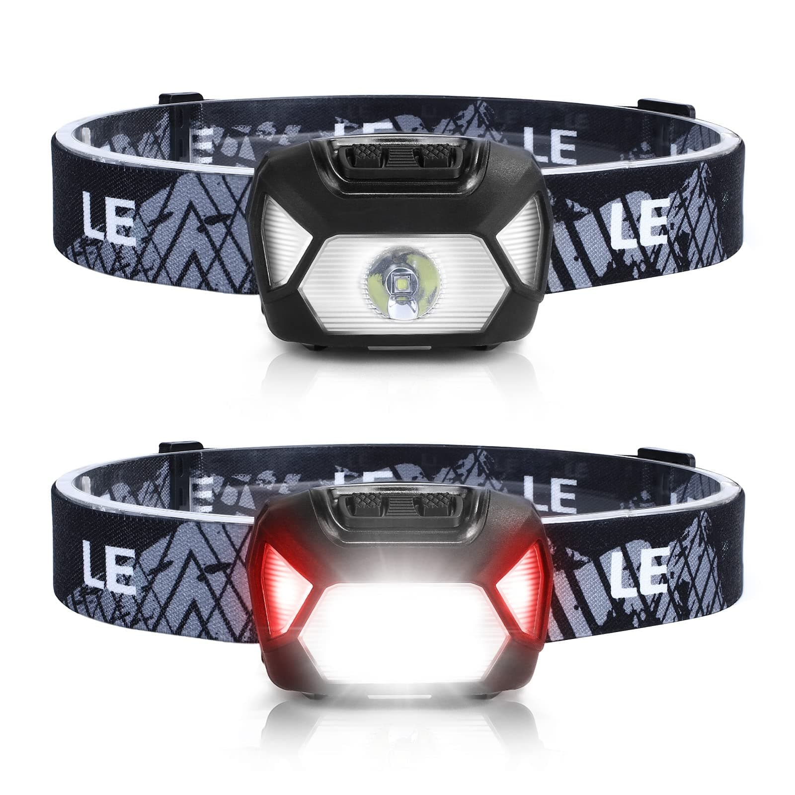 HeadLamp, 2 Pack Super Bright LED Head lamp with 6 Lighting Modes, Waterproof, Battery Powered LED Lightweight Headlight for Cycling Running Camping for Kids Adults