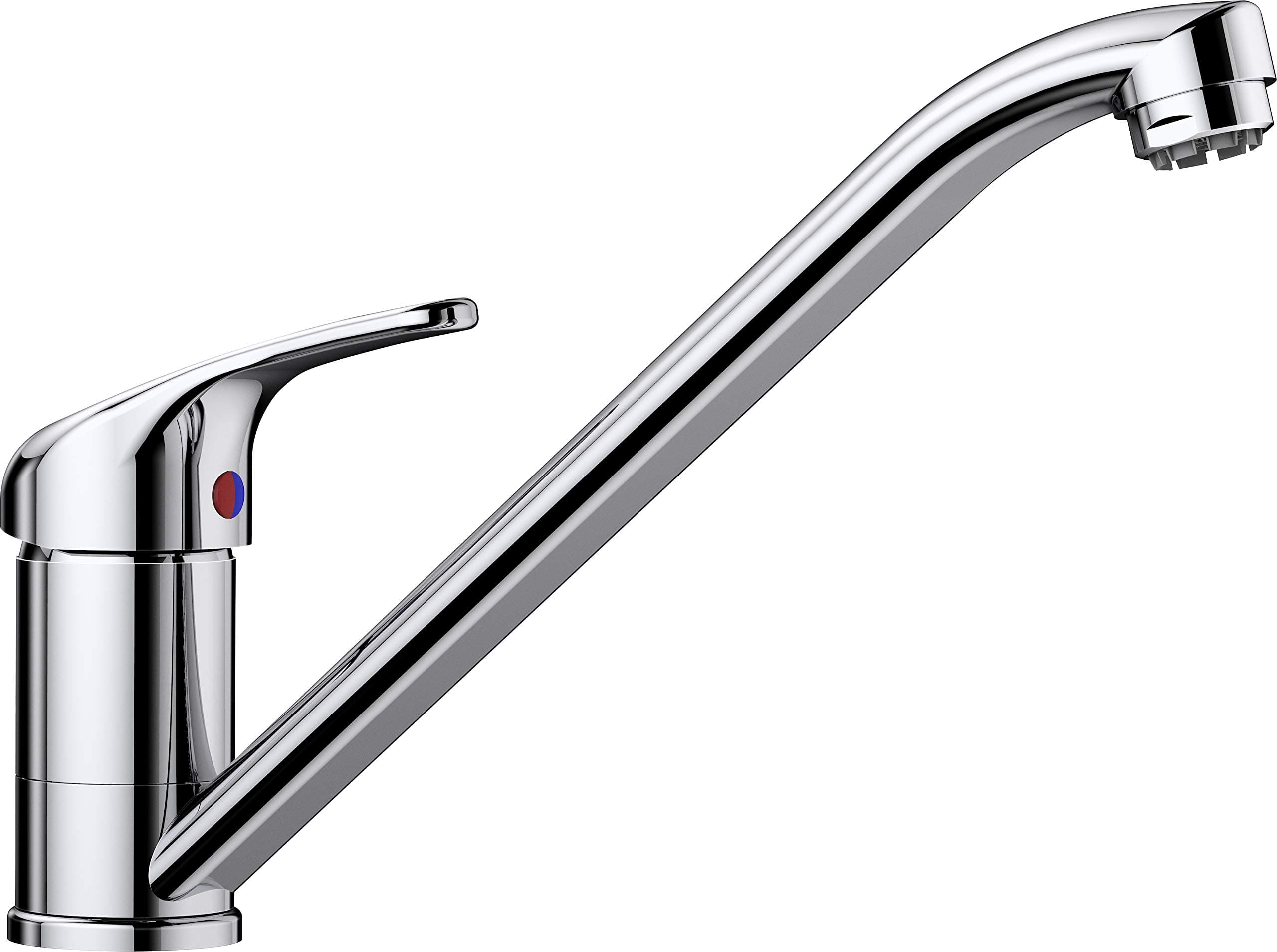 BLANCODARAS – Low-Pressure Kitchen Tap – Compact Entry-Level Model in Classic Design with High, Long Spout – Chrome – 519723